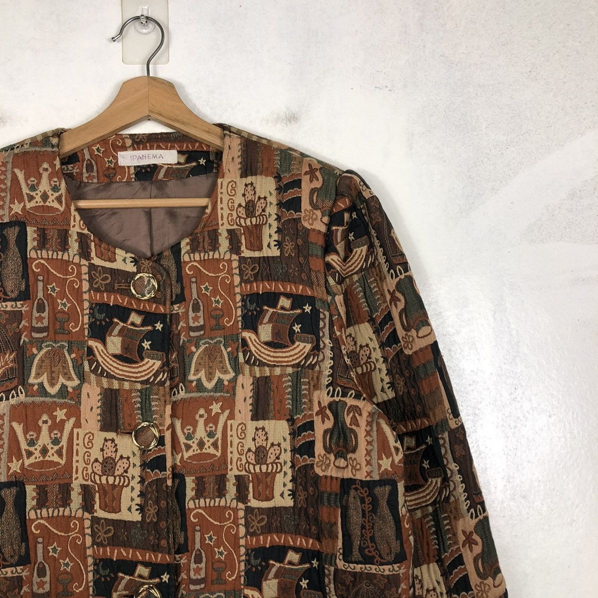 Japanese Brand 📌VINTAGE BIKER JACKET BUTTON PATCHWORK IPANEMA ISSEY MIYAKE Size M / US 6-8 / IT 42-44 - 8 Thumbnail