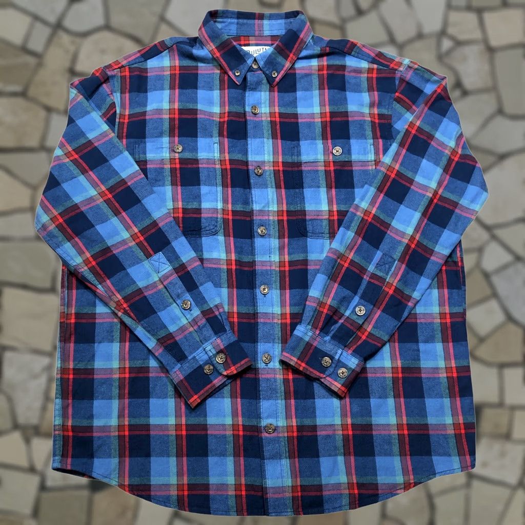 CO Duluth Trading Co Shirt Blue Plaid Long Sleeve Relaxed Mens Tag Large Size US L / EU 52-54 / 3 - 1 Thumbnail