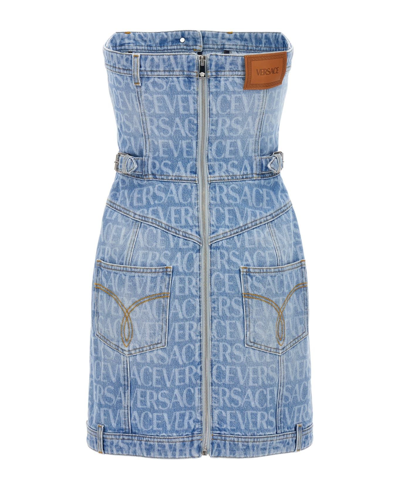 Versace o1y0226 Denim Mini Dress in Blue Size S / US 4 / IT 40 - 2 Thumbnail