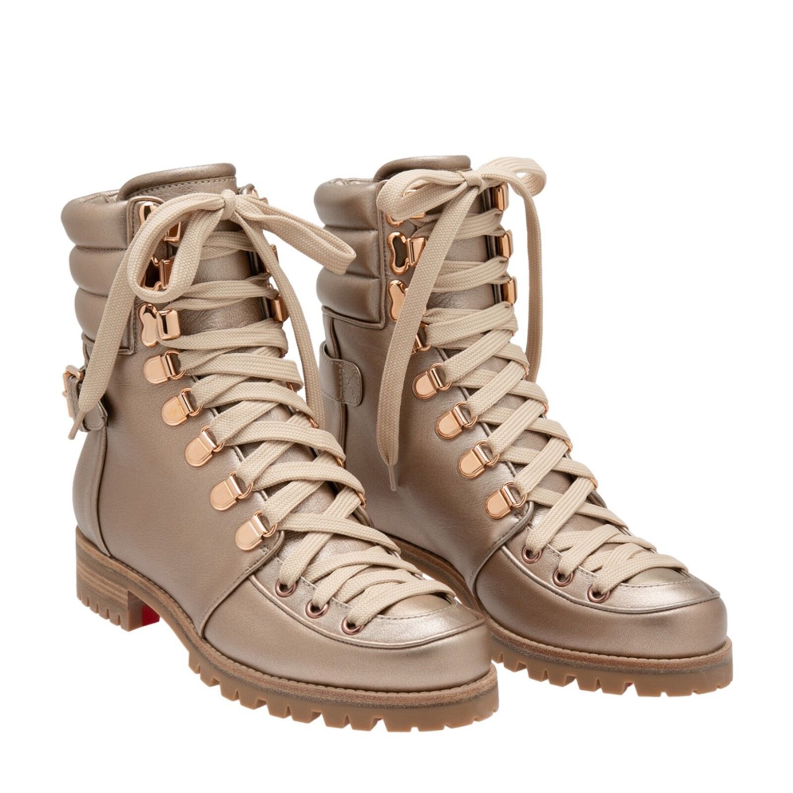 Christian Louboutin Christian Louboutin Who Runs Flat Colombe Gold Combat Size US 5.5 / IT 35.5 - 4 Thumbnail
