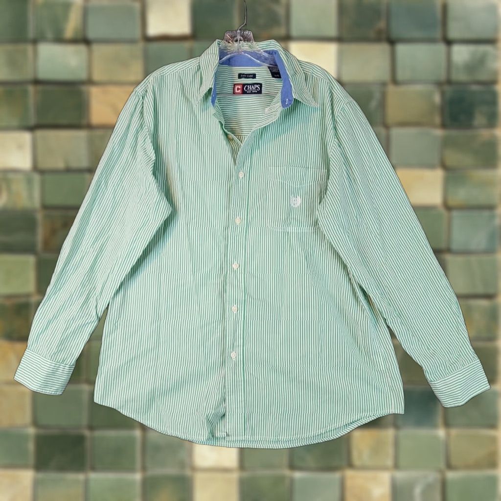 Chaps Chaps Shirt Size L Green Striped Long Sleeve Button-Up Mens Size US L / EU 52-54 / 3 - 1 Thumbnail