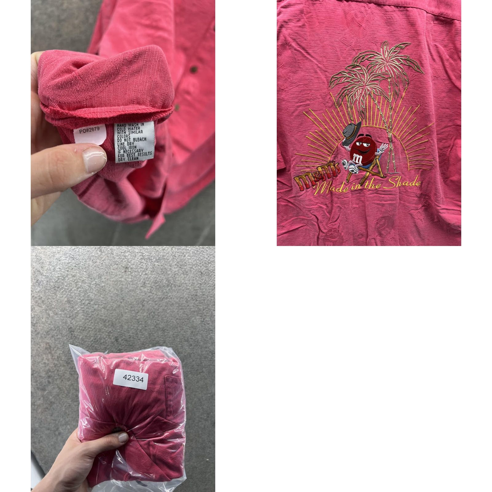 Vintage Eagle Dry Goods Co. M&M's Hawaiian Shirt Mens Large Pink Button Front Camp Casual Size US L / EU 52-54 / 3 - 8 Thumbnail