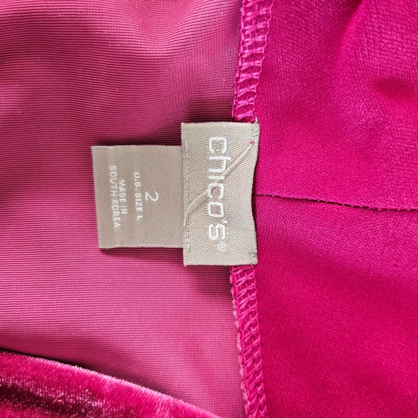 Vintage Chico's Womens Velvet Polished Tunic Sz Large Electric Magenta Long Sleeve Blouse Tunic Womens/Adult Large Pink Velvet Solid 30" 23" 21" Size L / US 10 / IT 46 - 6 Thumbnail