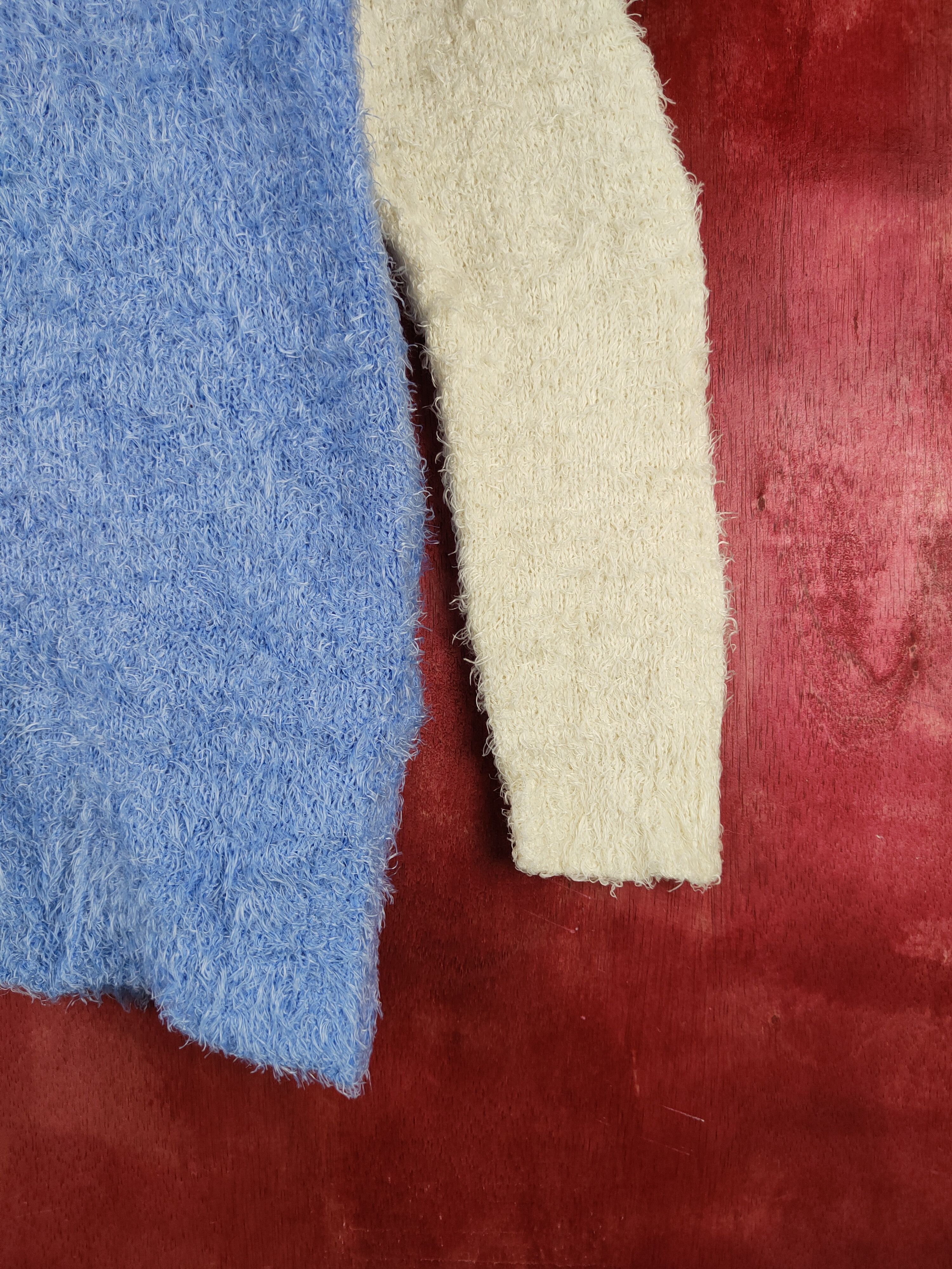 Japanese Brand × Vintage Vintage Cinema Club Cream Blue Fur Mohair Knitwear Size M / US 6-8 / IT 42-44 - 6 Thumbnail