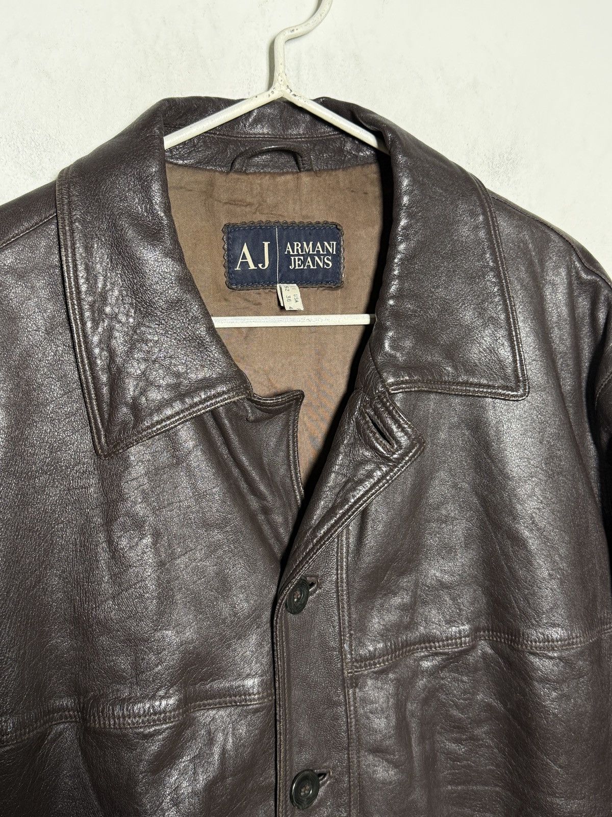 Giorgio Armani Vintage Armani Jeans brown leather jacket Size US L / EU 52-54 / 3 - 3 Thumbnail