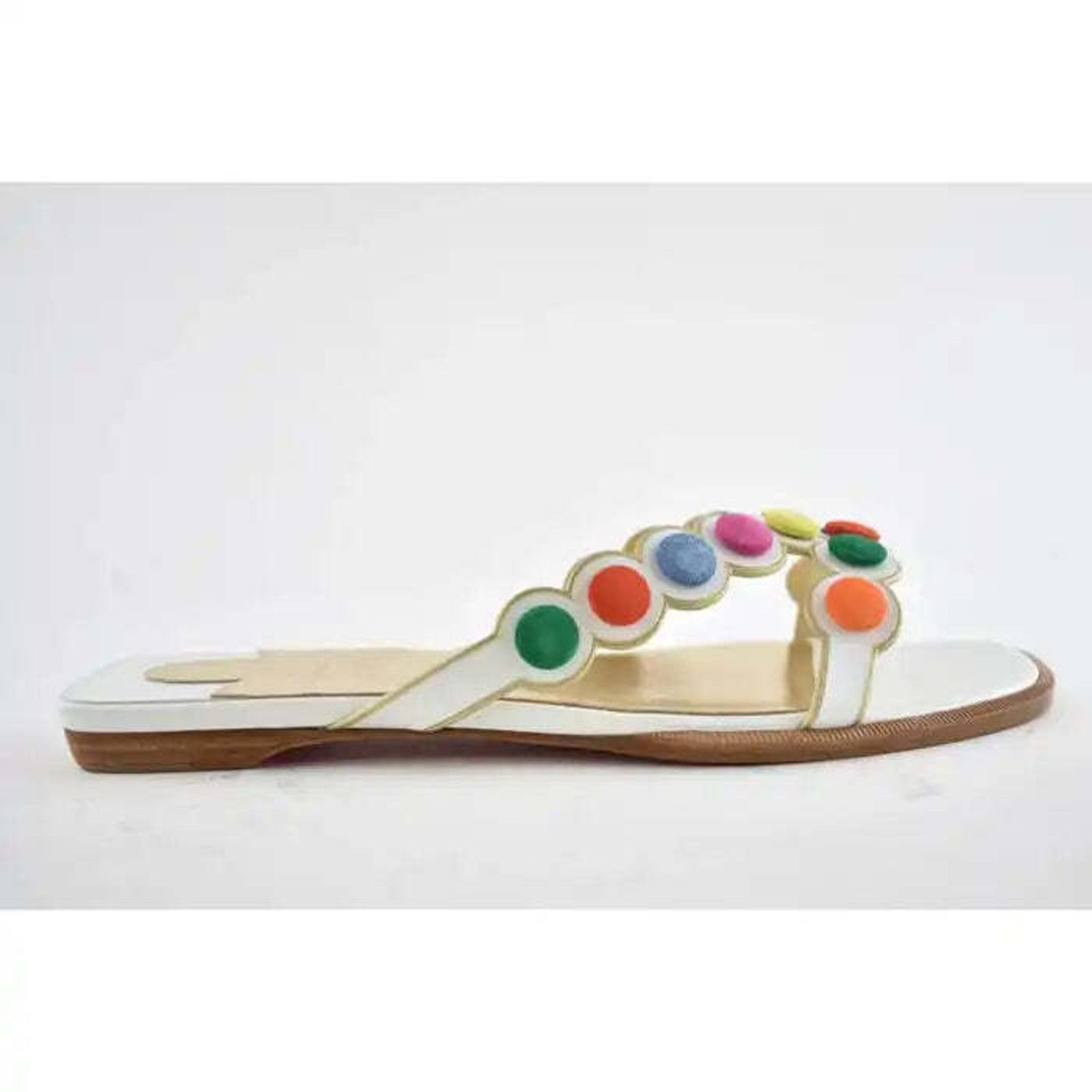 Christian Louboutin Christian Louboutin Smarta Flat White Multicolor Slide Slip Size US 10 / IT 40 - 3 Thumbnail