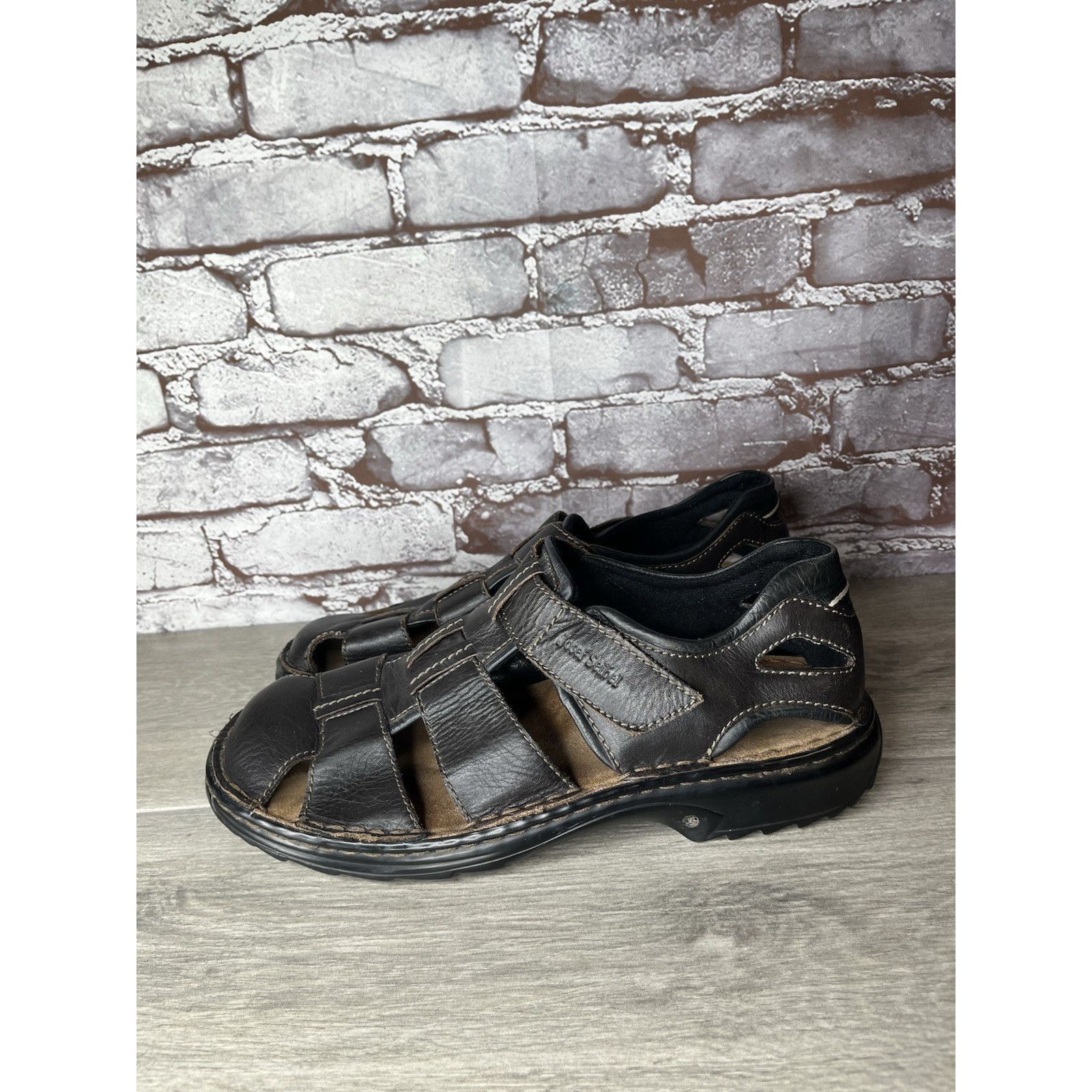 JOSEF SEIBAL Josef Seibel Jeremy Brown Leather Fisherman Strap Sandals Me Size US 12 / EU 45 - 14 Thumbnail