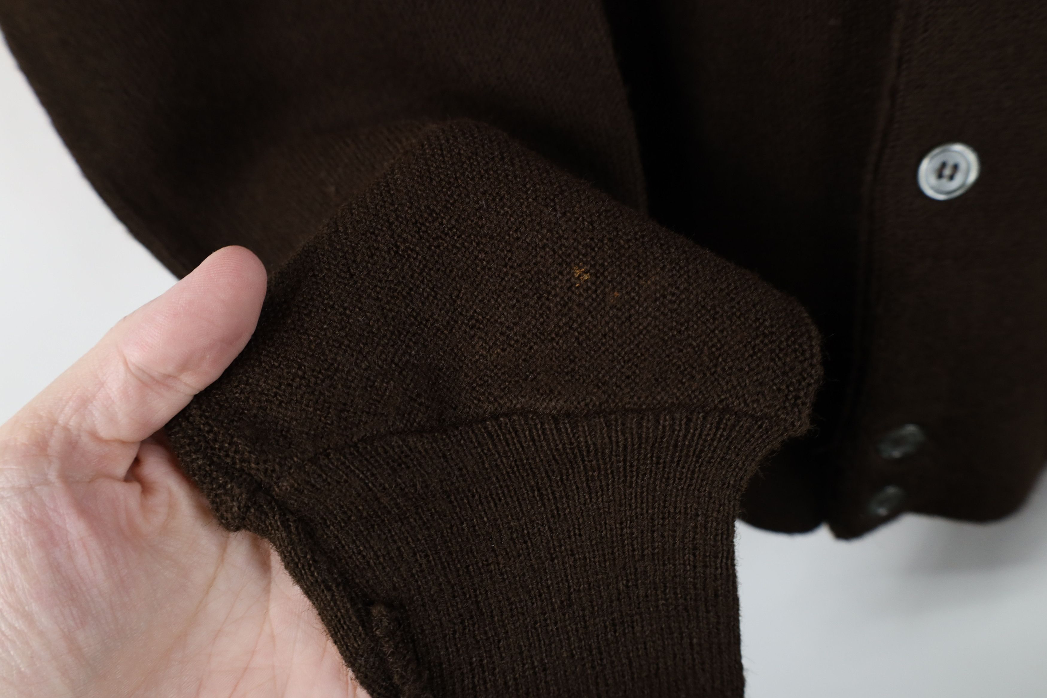 Vintage Vintage 70s Streetwear Blank Knit Cardigan Sweater Brown USA Size US L / EU 52-54 / 3 - 4 Thumbnail