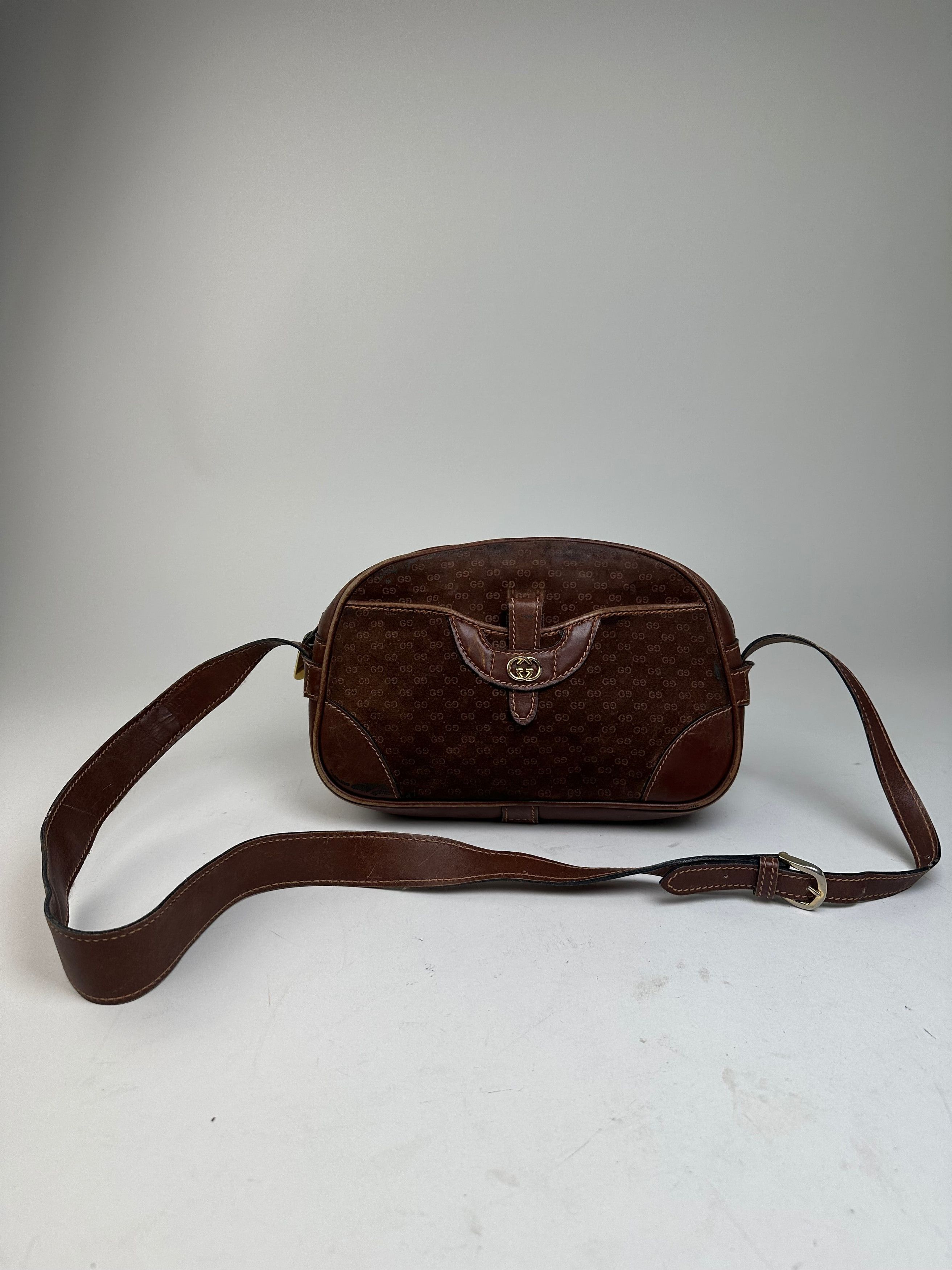 Gucci Vintage Canvas Shoulder Bag Brown Size ONE SIZE - 1 Thumbnail