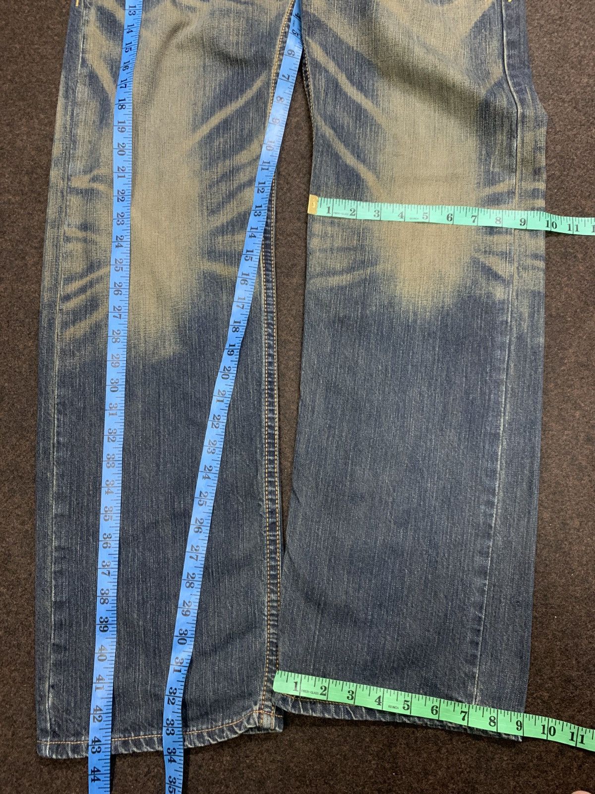 Edwin Blue Trip Faded Whiskers Denim Jeans.