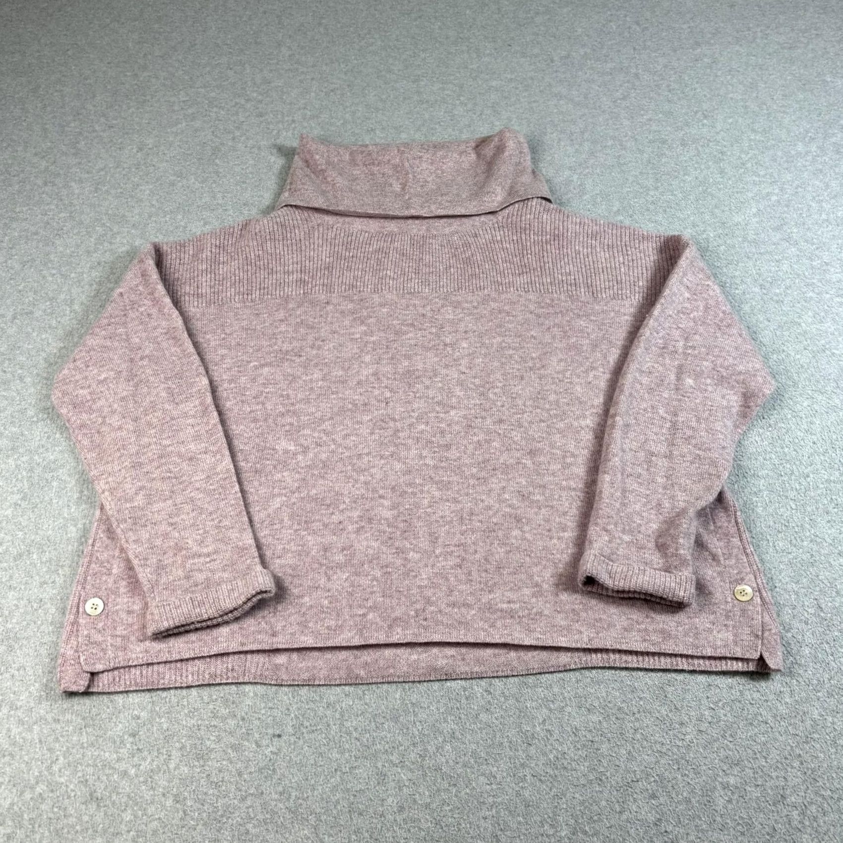 Vintage Poetry Cashmere Sweater Women 10 Pink Turtleneck Pullover Side Buttons Heritage Size L / US 10 / IT 46 - 2 Thumbnail