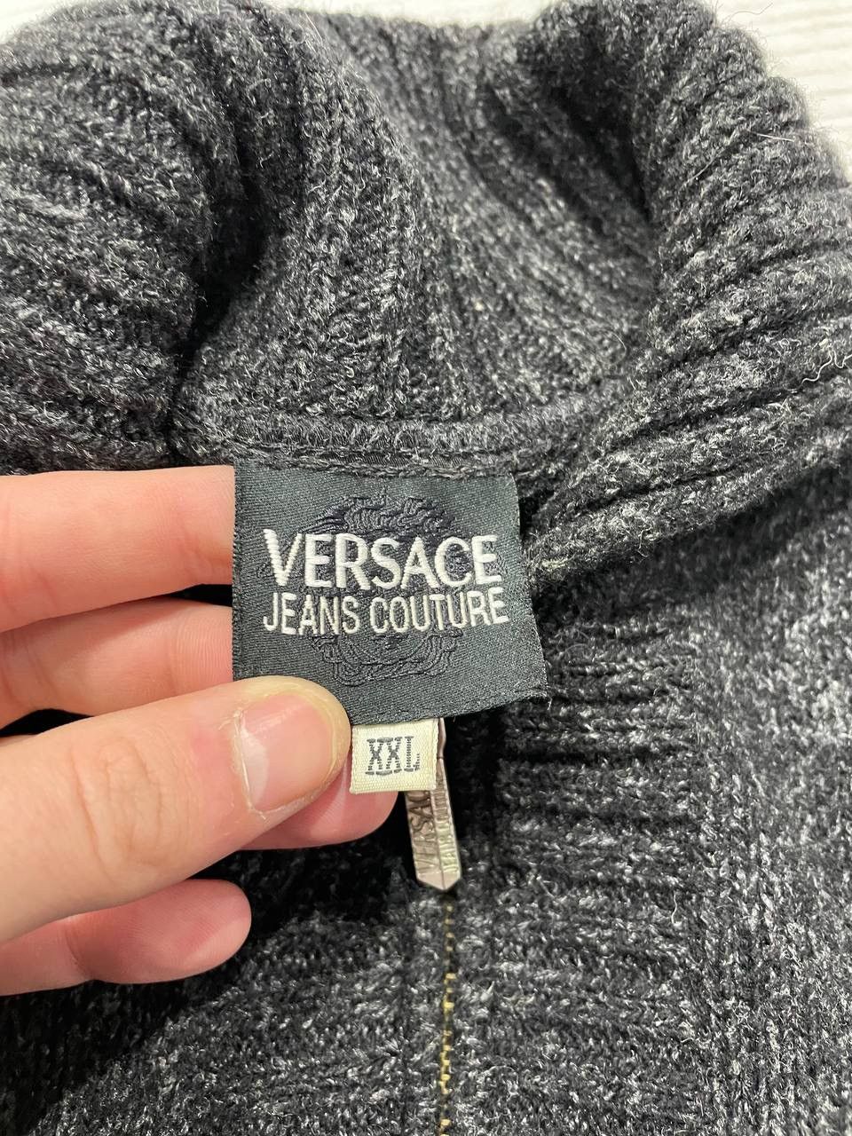 Versace Jeans Couture Versace Jeans Couture Knit Sweater 1/4 Zip Wool Big Logo Size US XXL / EU 58 / 5 - 9 Thumbnail