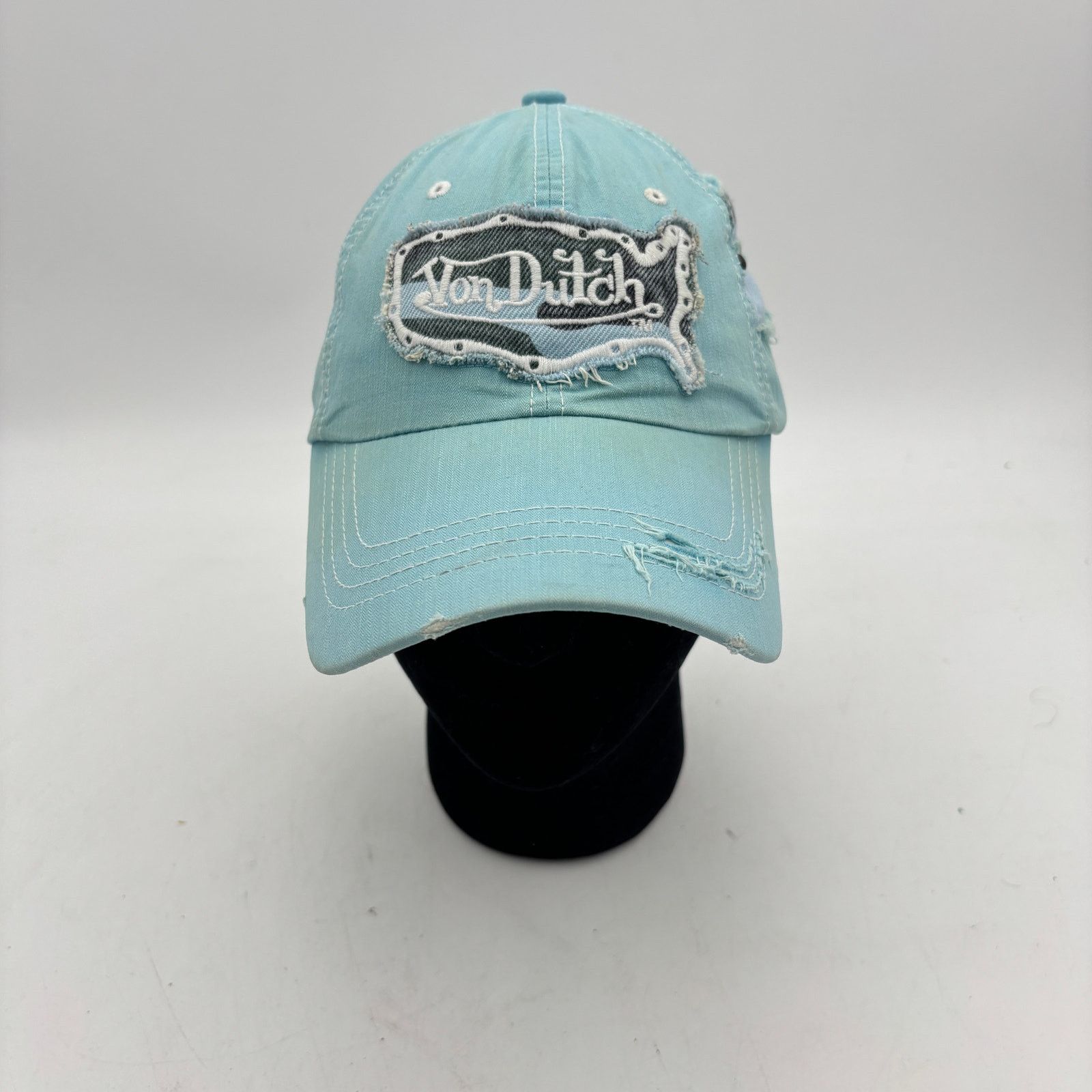 Von Dutch Von Dutch Baby Blue Distressed Cap Y2k Adjustable Hat Size ONE SIZE - 2 Thumbnail