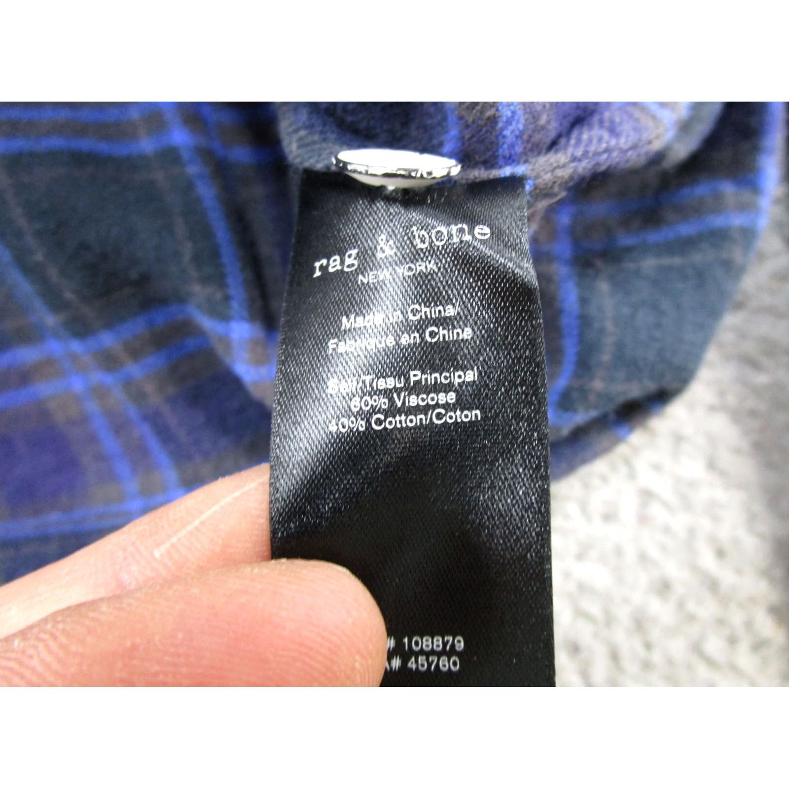 Rag & Bone RAG & BONE Blue Plaid Flannel Button-Down Long Sleeve Shirt S Women Pocket Front Button-Up Casual Vintage: No 100% Cotton, Regular Fit Size S / US 4 / IT 40 - 3 Thumbnail