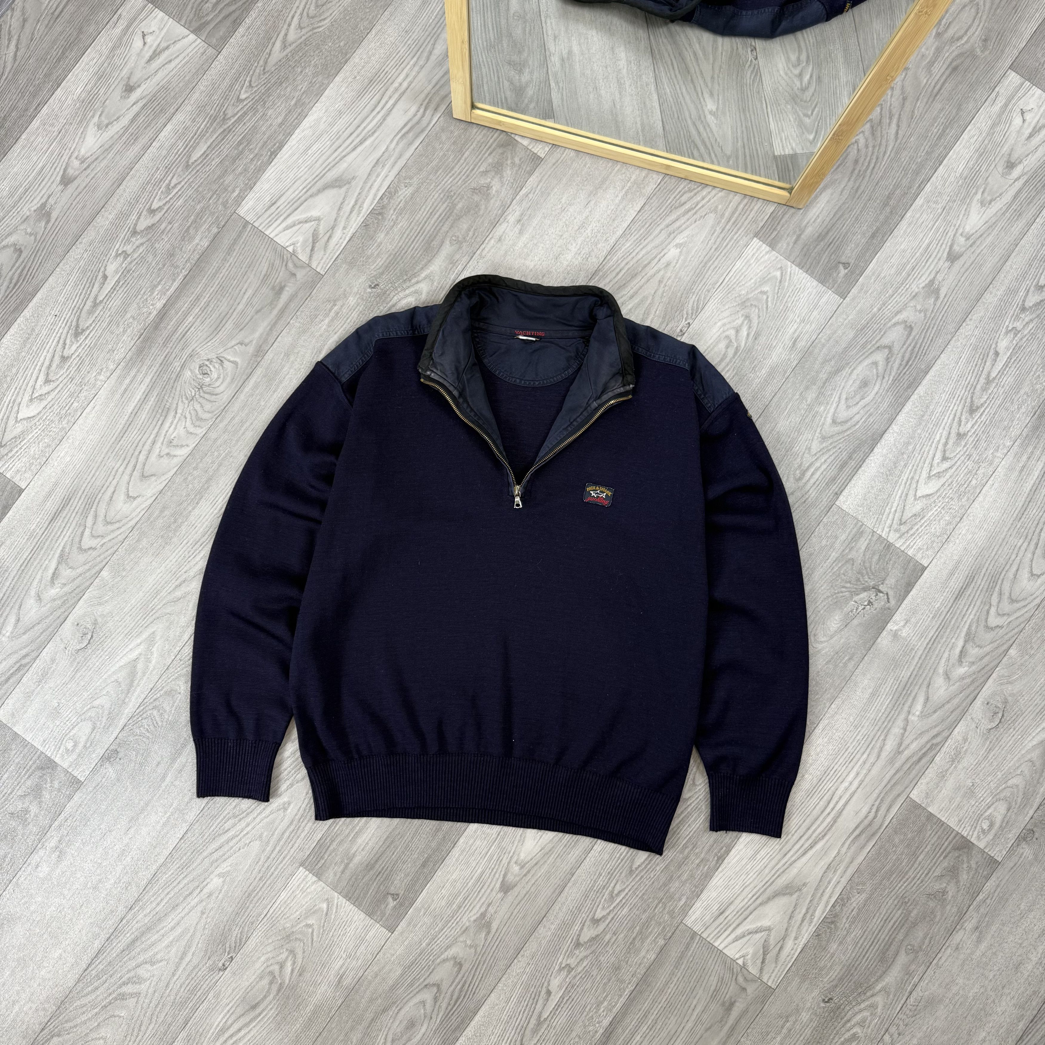 Paul & Shark Vintage Paul & Shark 90s Half Zip Blue Sweater Size US L / EU 52-54 / 3 - 2 Thumbnail