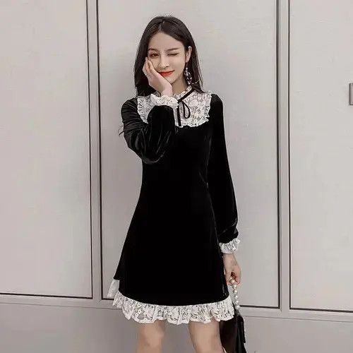 Japanese Brand × Vintage Velvet Dress Autumn Basic Wear Size ONE SIZE - 4 Thumbnail
