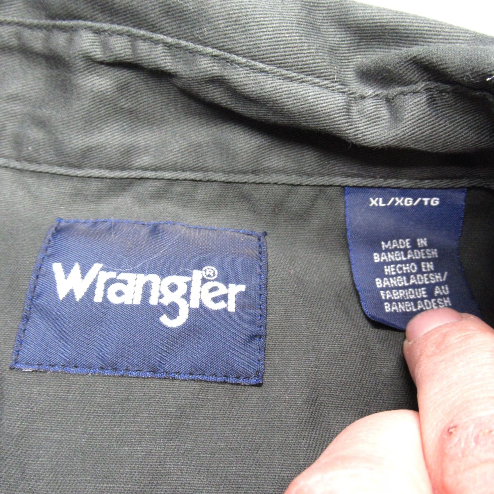 Wrangler VINTAGE Wrangler Pearl Snap Shirt Mens XL Gray Solid Canvas Long Sleeve Button Size US XL / EU 56 / 4 - 3 Thumbnail