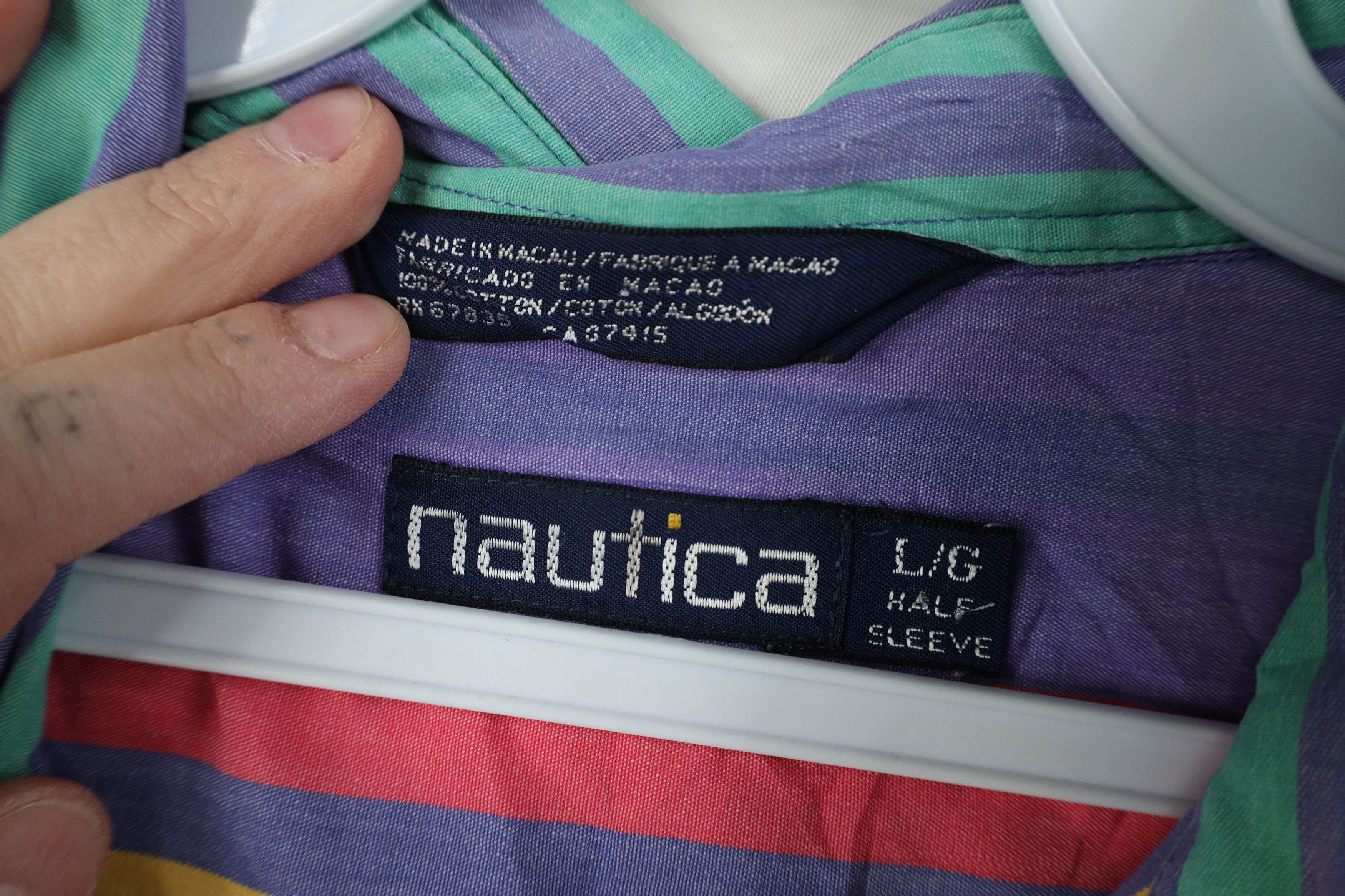 Nautica Vintage 90s Nautica Striped Short Sleeve Button Shirt Size US L / EU 52-54 / 3 - 8 Thumbnail