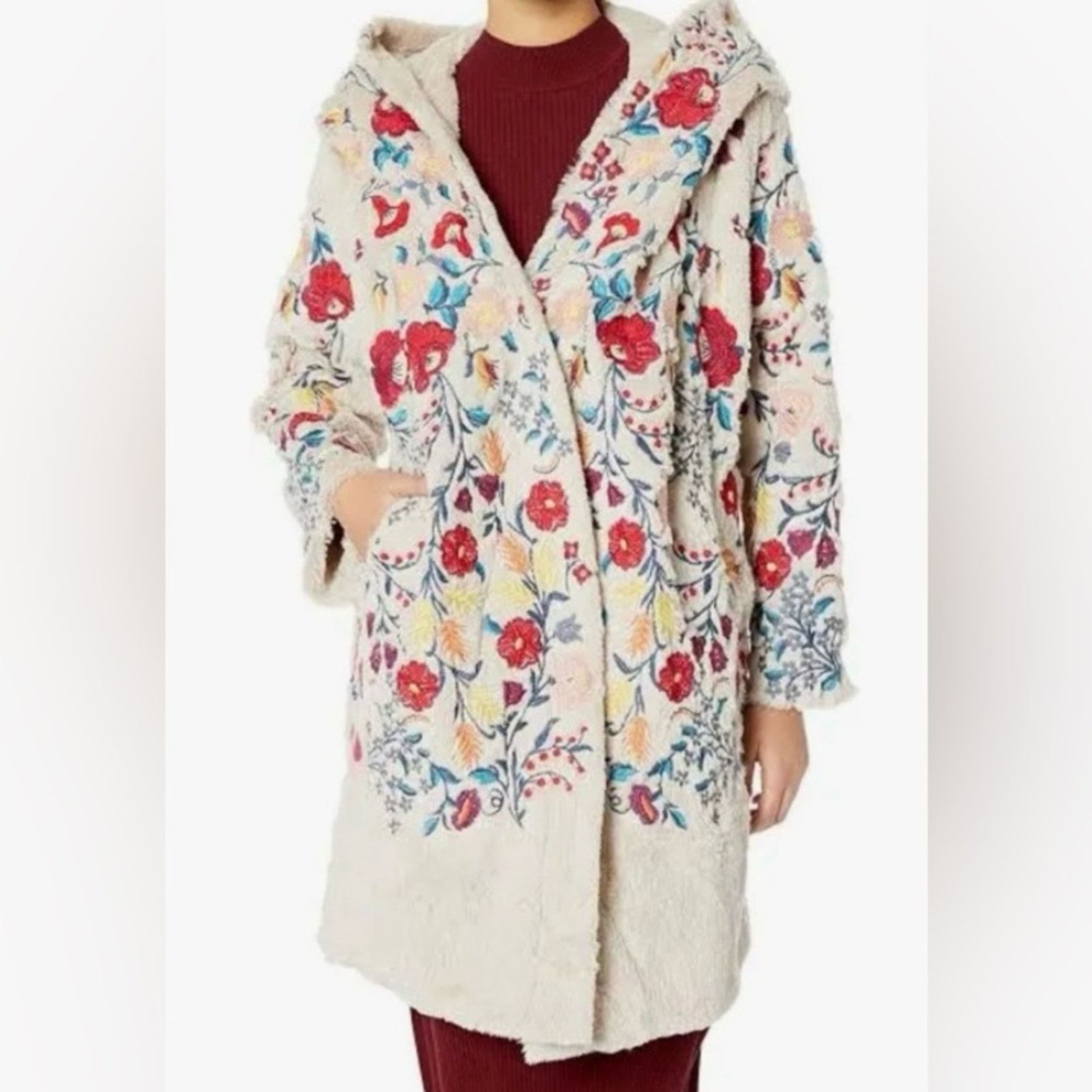Johnny Was NWT Johnny Was Biya Floral Gena Embroidered Hooded Coat Size L / US 10 / IT 46 - 1 Thumbnail