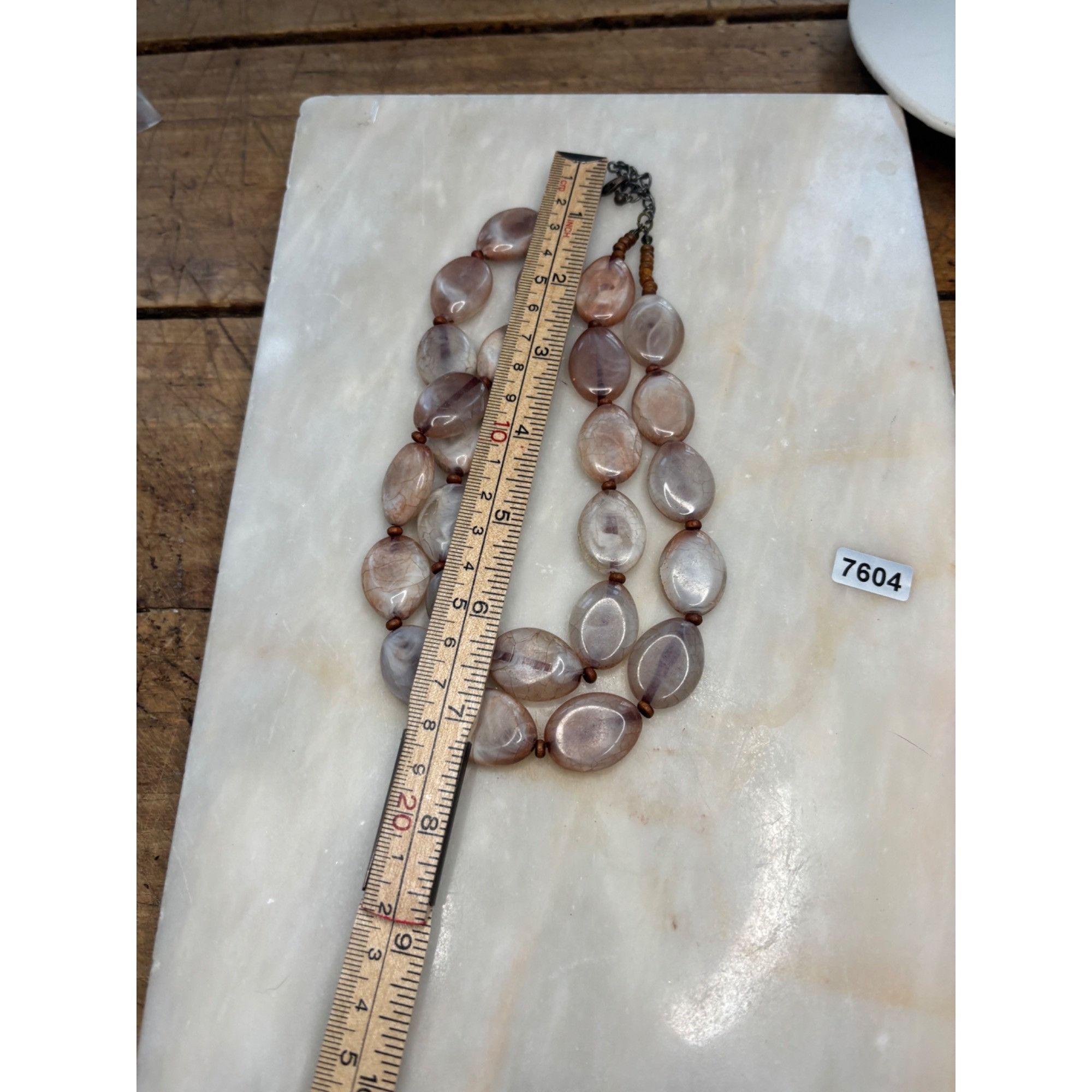 Other Vintage Double Strand Agate Bead Necklace With Adjustable Ch Size ONE SIZE - 4 Thumbnail