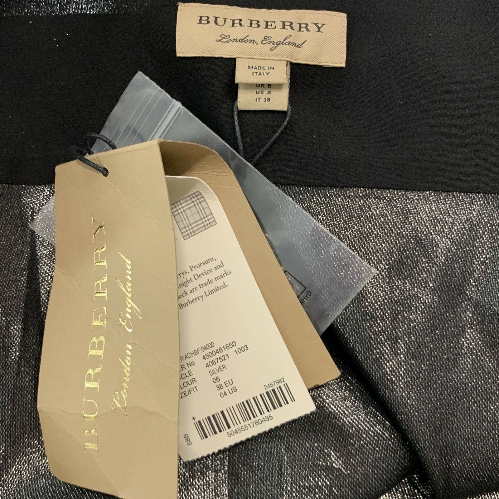 Burberry BURBERRY Size 4 Gold Silk Metallic Button Up Shirt Size S / US 4 / IT 40 - 4 Thumbnail