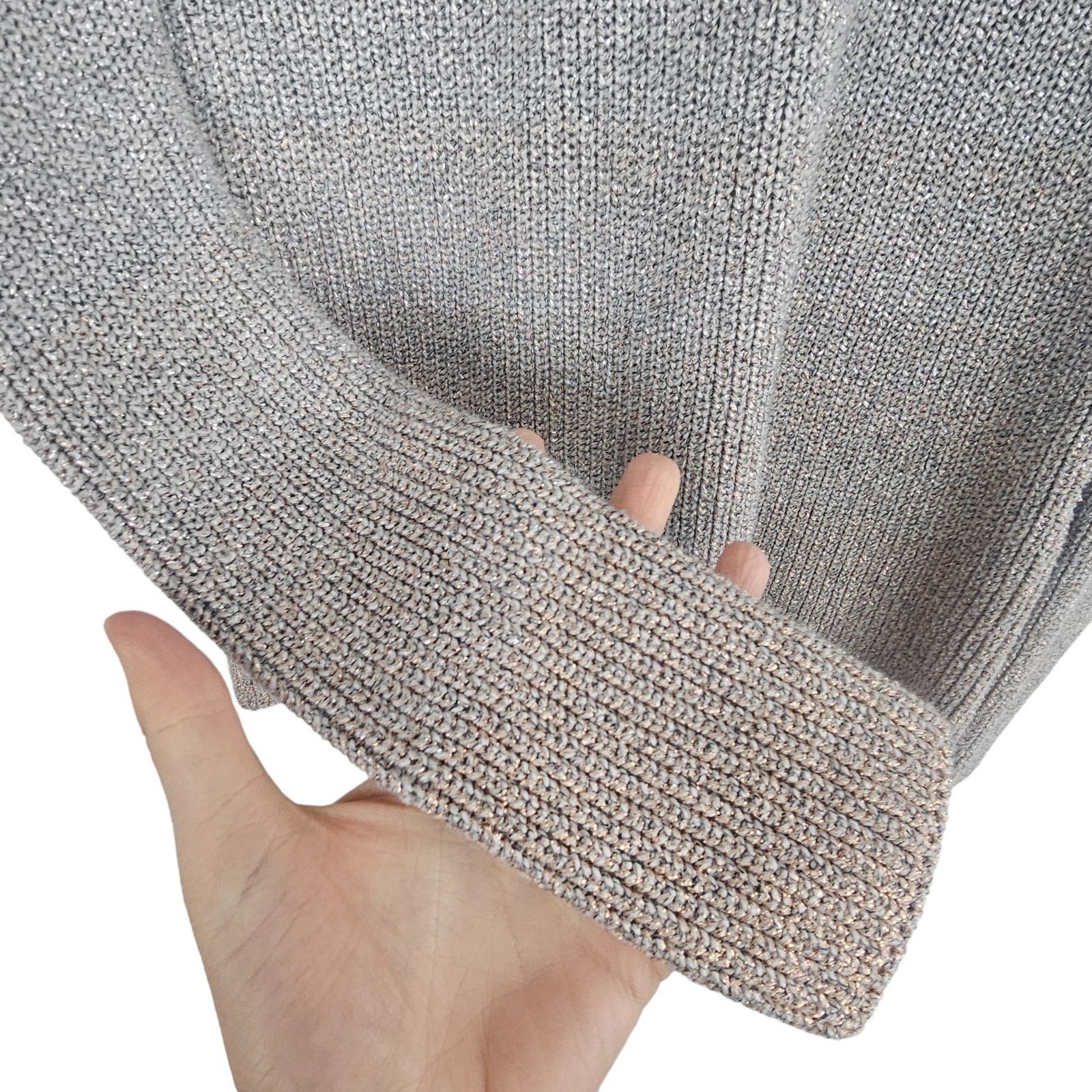 White House Black Market White House Black Market Cowl Neck Metallic Knit Sweater XS Size XS / US 0-2 / IT 36-38 - 4 Thumbnail