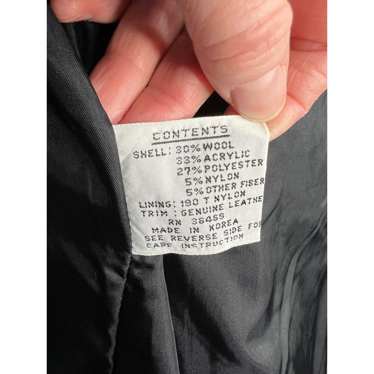 Vintage vintage wool coat charcoal teal pink blue high neck leather Size XXL / US 16-18 / IT 52-54 - 13 Thumbnail