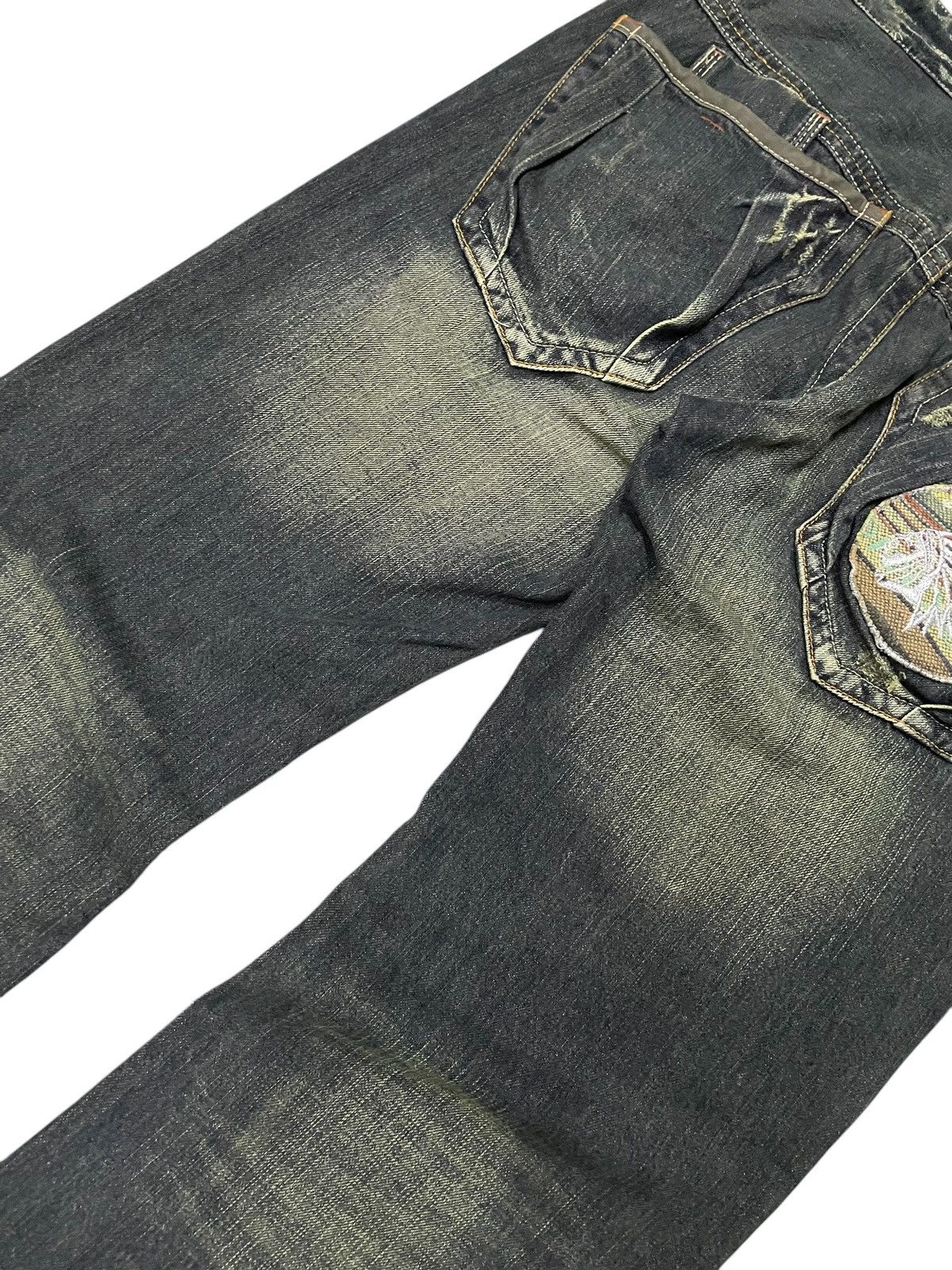 Hysteric Glamour × Roots Root Three Japan Muddy Green Flare Embroidered Native Jeans Size US 34 / EU 50 - 13 Thumbnail