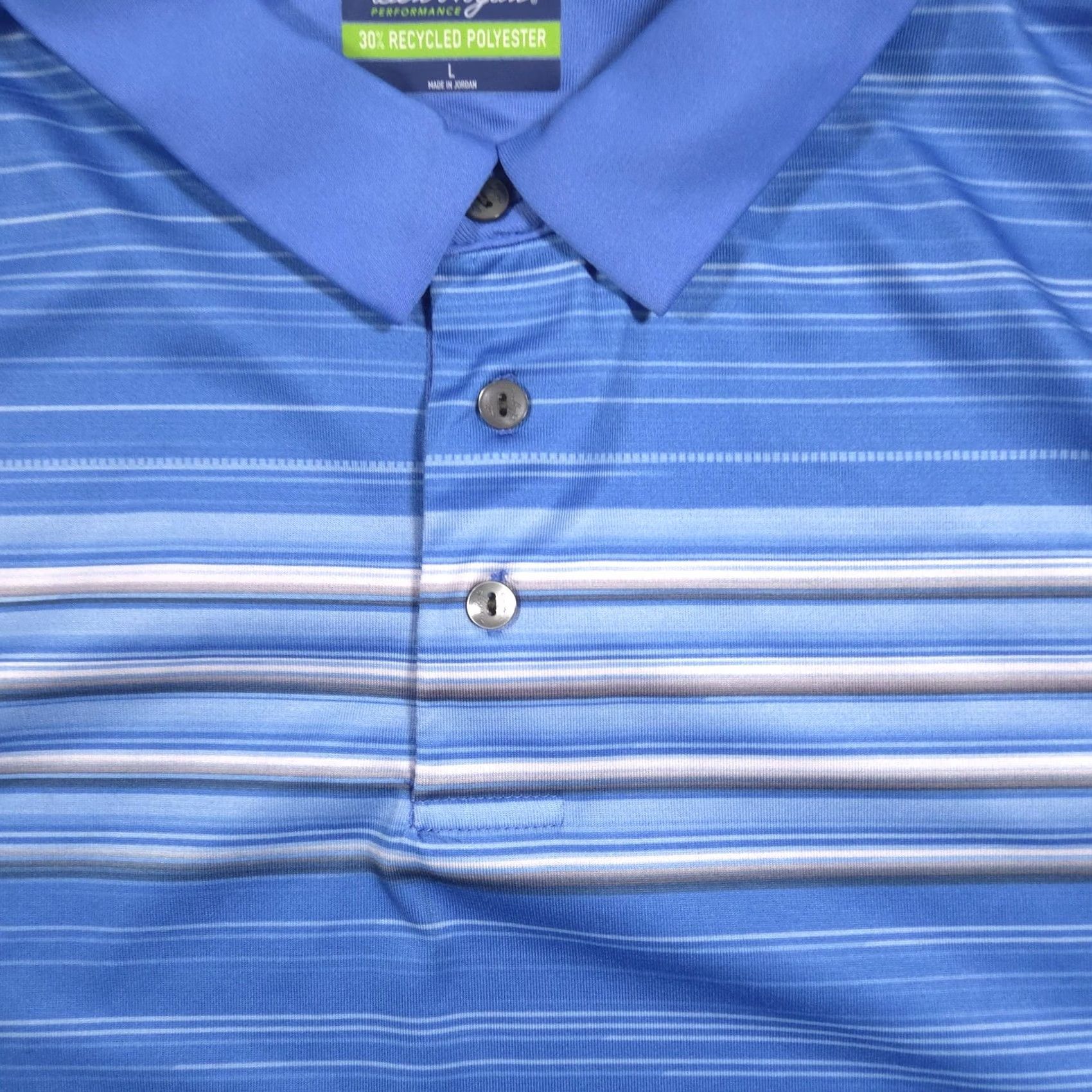 Hogan Ben Hogan Polo Shirt Mens L Blue Striped Performance Golf Recycled Polyester Size US L / EU 52-54 / 3 - 3 Thumbnail