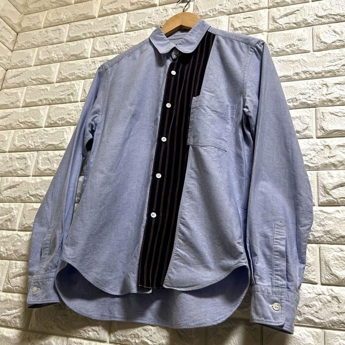 Comme des Garcons Girl Comme des Garçons Homme Long Sleeve Shirt, M, Patchwork, Blue, Cotton, Button-Up, Japan, Mens Size US M / EU 48-50 / 2 - 3 Thumbnail