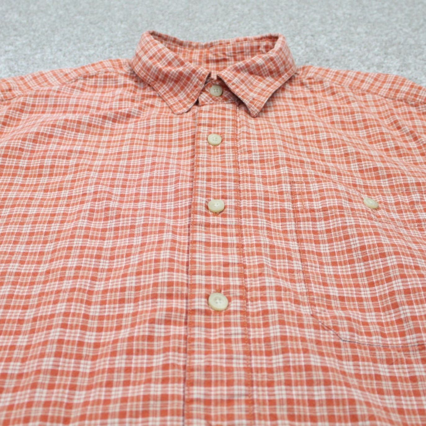 Eddie Bauer Eddie Bauer Shirt Mens Large Orange/White Check Cotton Long Sleeve Button Up Size US L / EU 52-54 / 3 - 4 Thumbnail