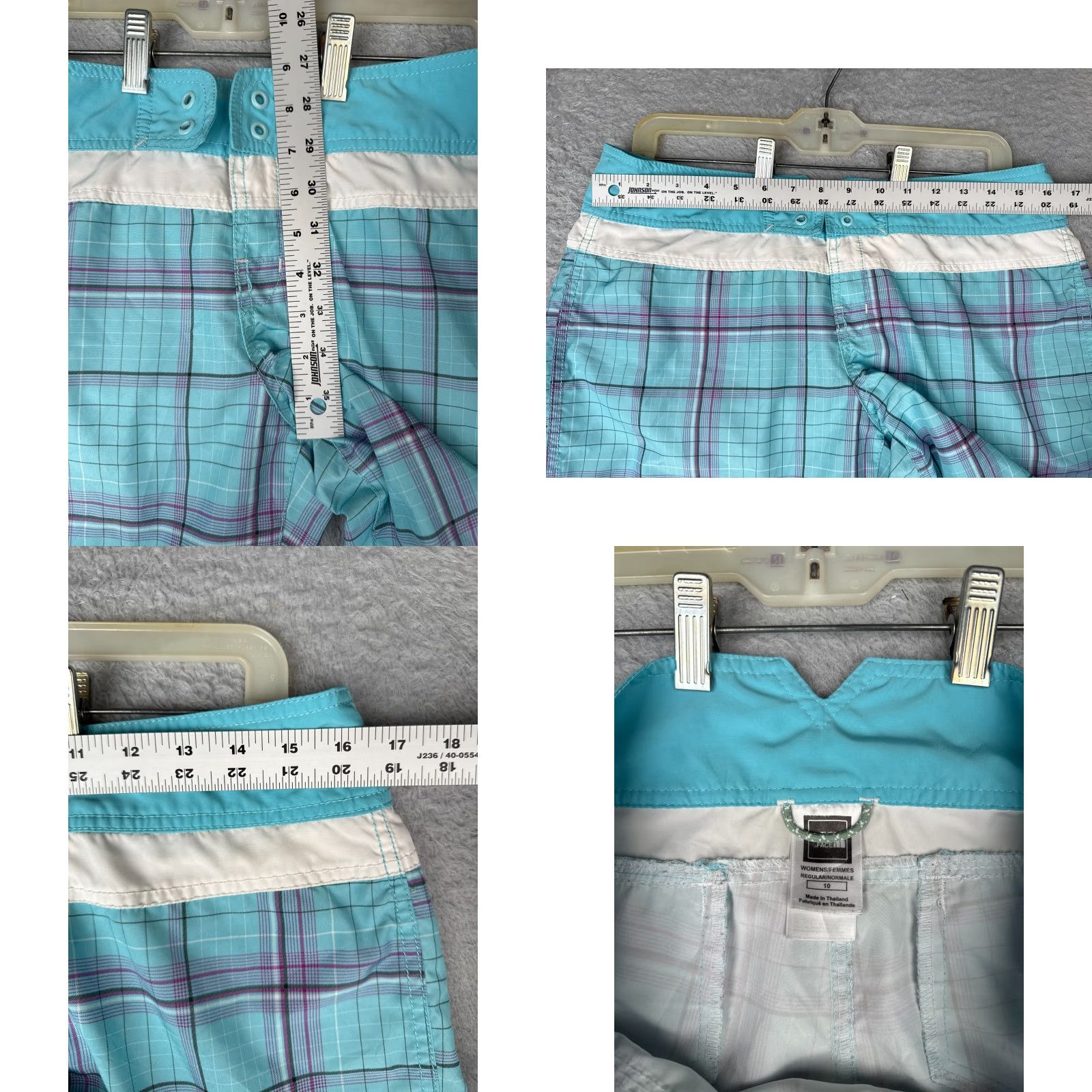The North Face The North Face Swim Trunks Women 10 Blue Plaid 100% Polyester Beach Pool Size ONE SIZE - 8 Thumbnail