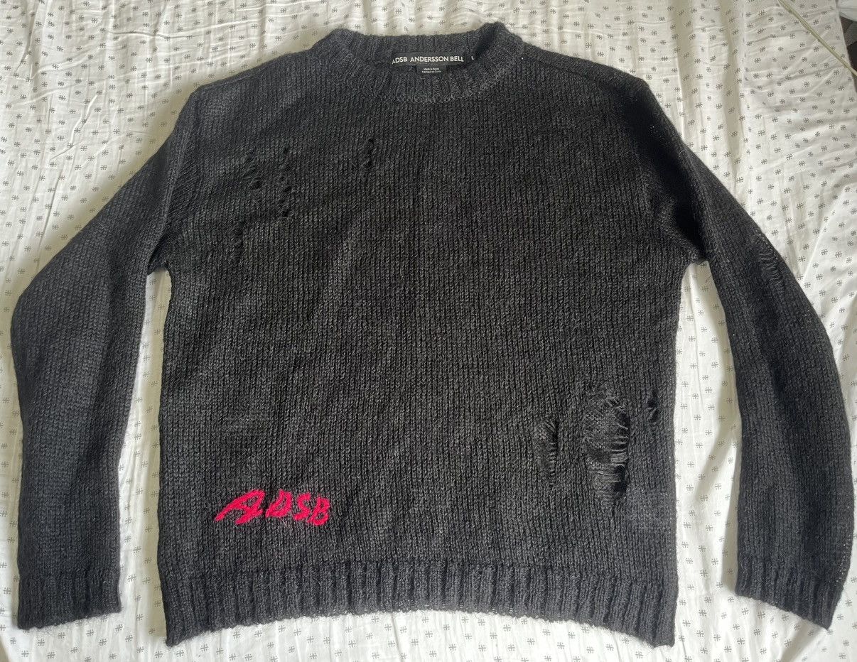 Andersson Bell Andersson Bell Black Distressed Mohair Sweater Size US L / EU 52-54 / 3 - 1 Thumbnail