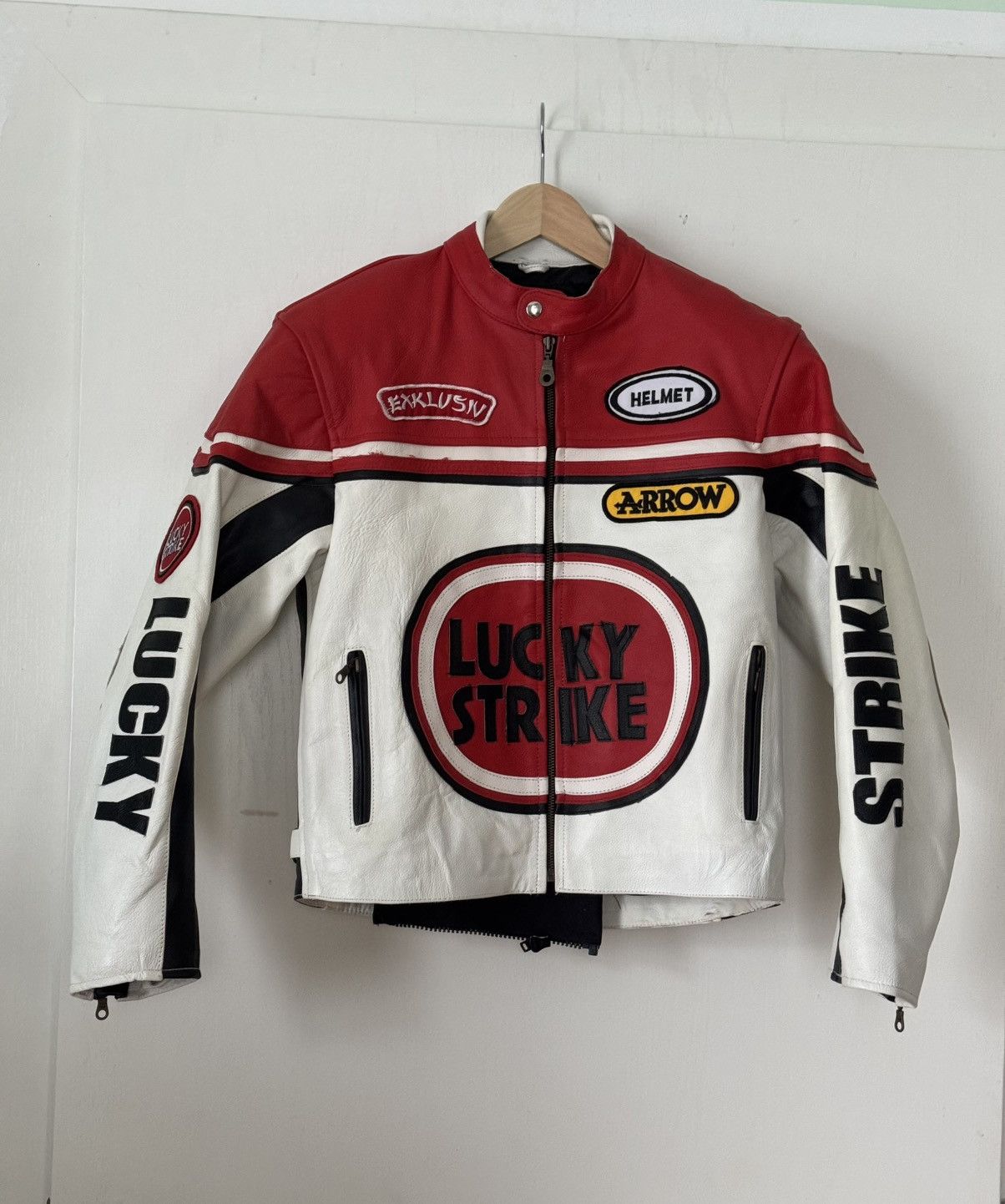 Lucky Strike Vintage 90s Leather Jacket Rare Streetwear