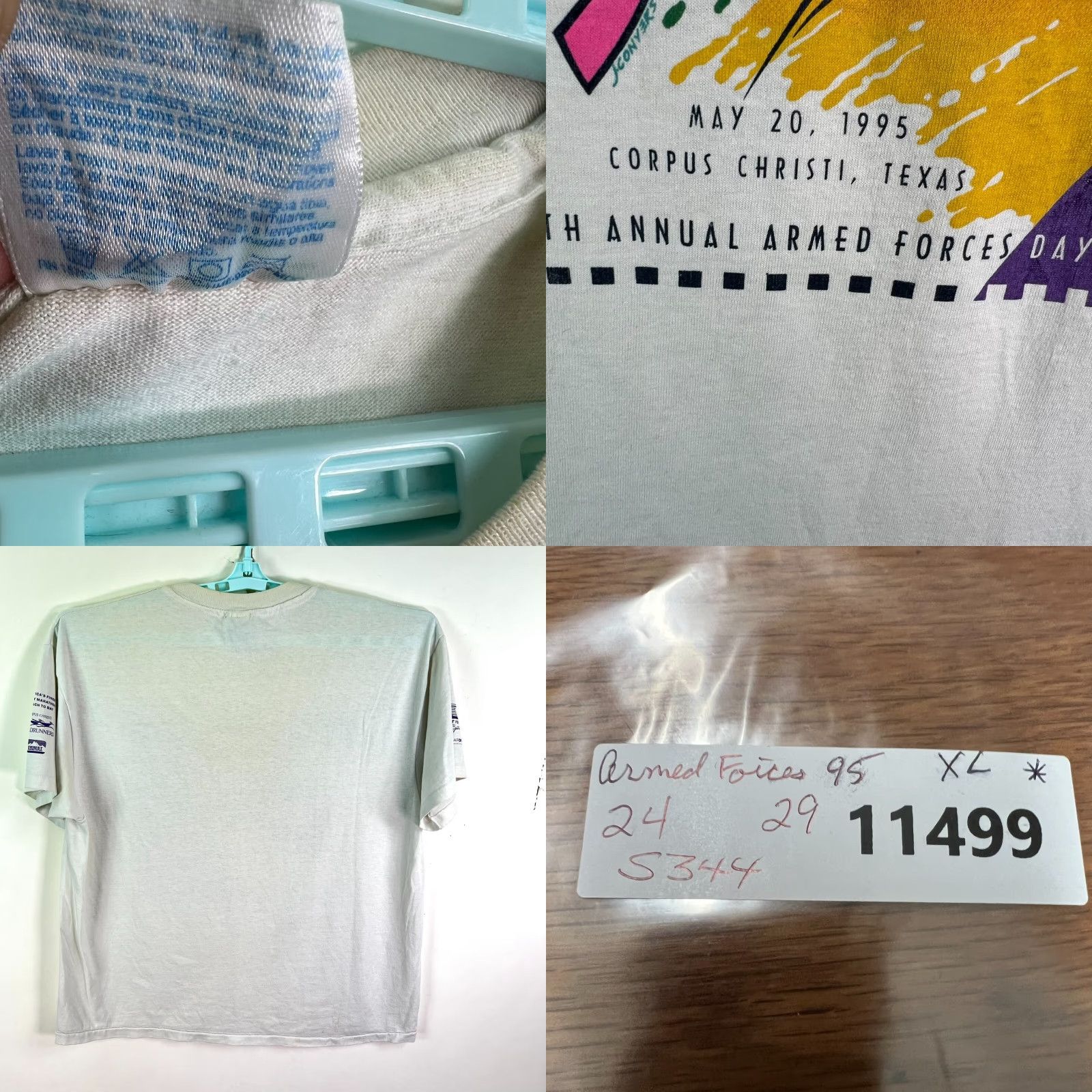 Hanes VINTAGE Hanes T-Shirt Marathon White XL Adult Crew Neck Short Sleeve Graphic Print Logo 1990s 95' Armed Forces Beach to Bat TX Men Men Size US XL / EU 56 / 4 - 8 Thumbnail