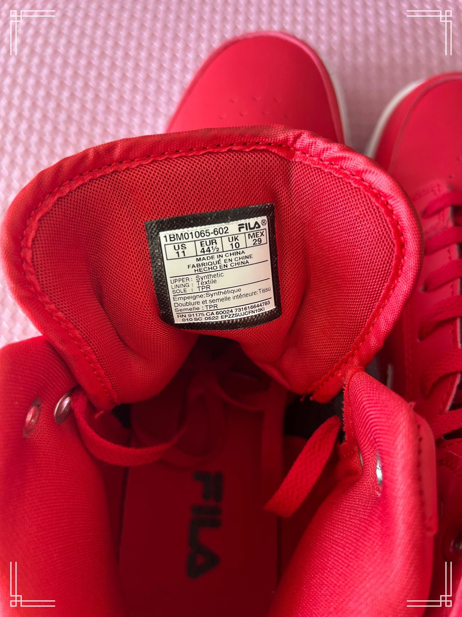 Fila Fila Men’s Red High-Top Sneakers – Bold Street Style Size US 11 / EU 44 - 4 Thumbnail