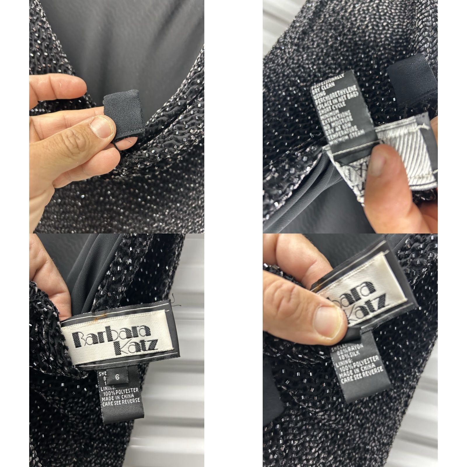 Vintage Women Barbara Katz Designer Gunmetal Sequin Formal Gown LongDress Size 6 Sequin Accents Ball Gown Long Sleeve Vintage Size M / US 6-8 / IT 42-44 - 8 Thumbnail