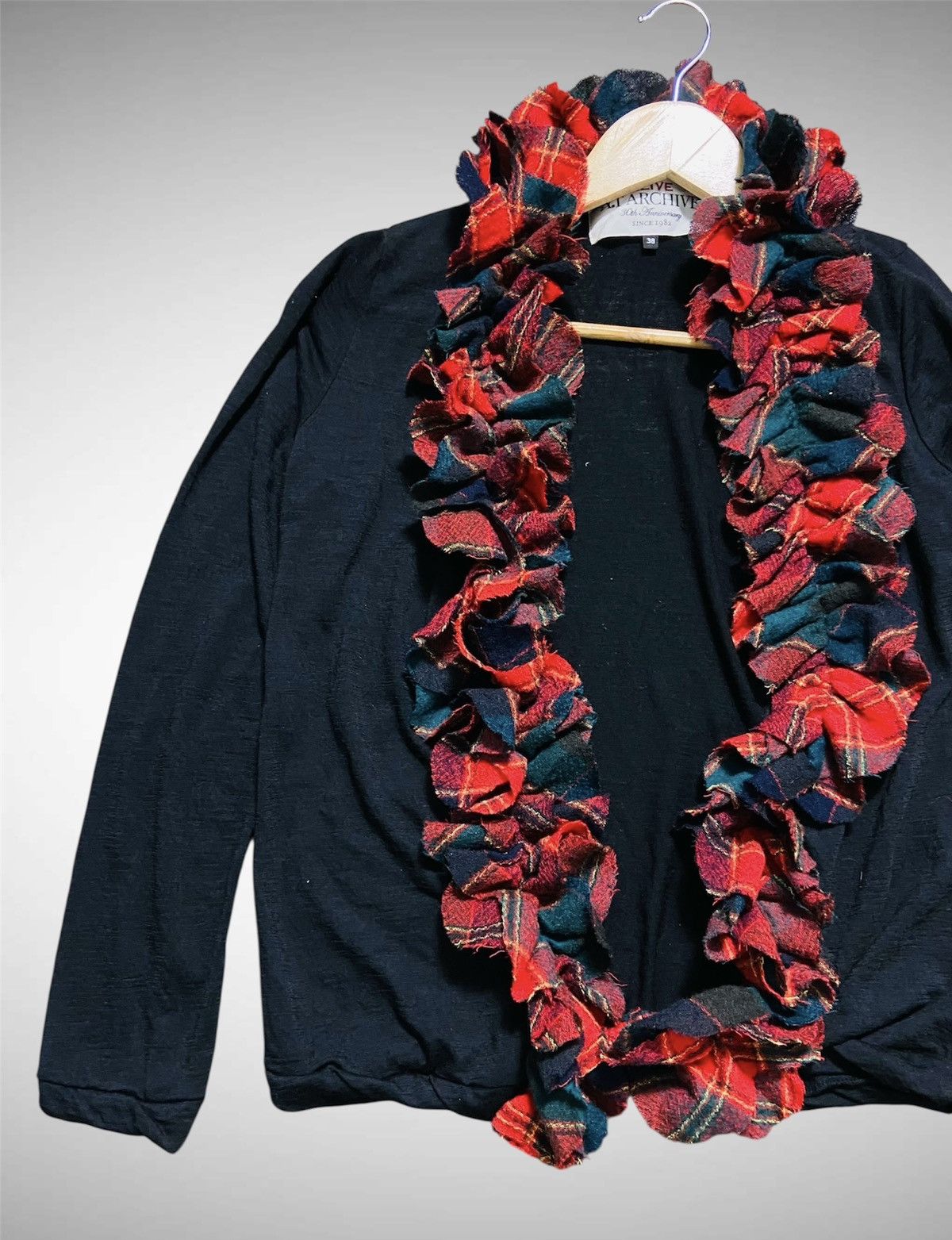 ATSURO TAYAMA Atsuro Tayama “Alive Archive” Plaid Ruffle Wool Cardigan Size S / US 4 / IT 40 - 3 Thumbnail