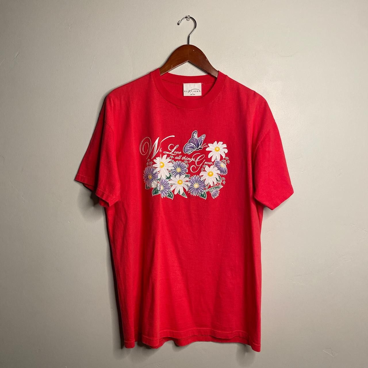 Vintage Pink floral butterfly vintage tee size large 100% cotton Size L / US 10 / IT 46 - 1 Thumbnail
