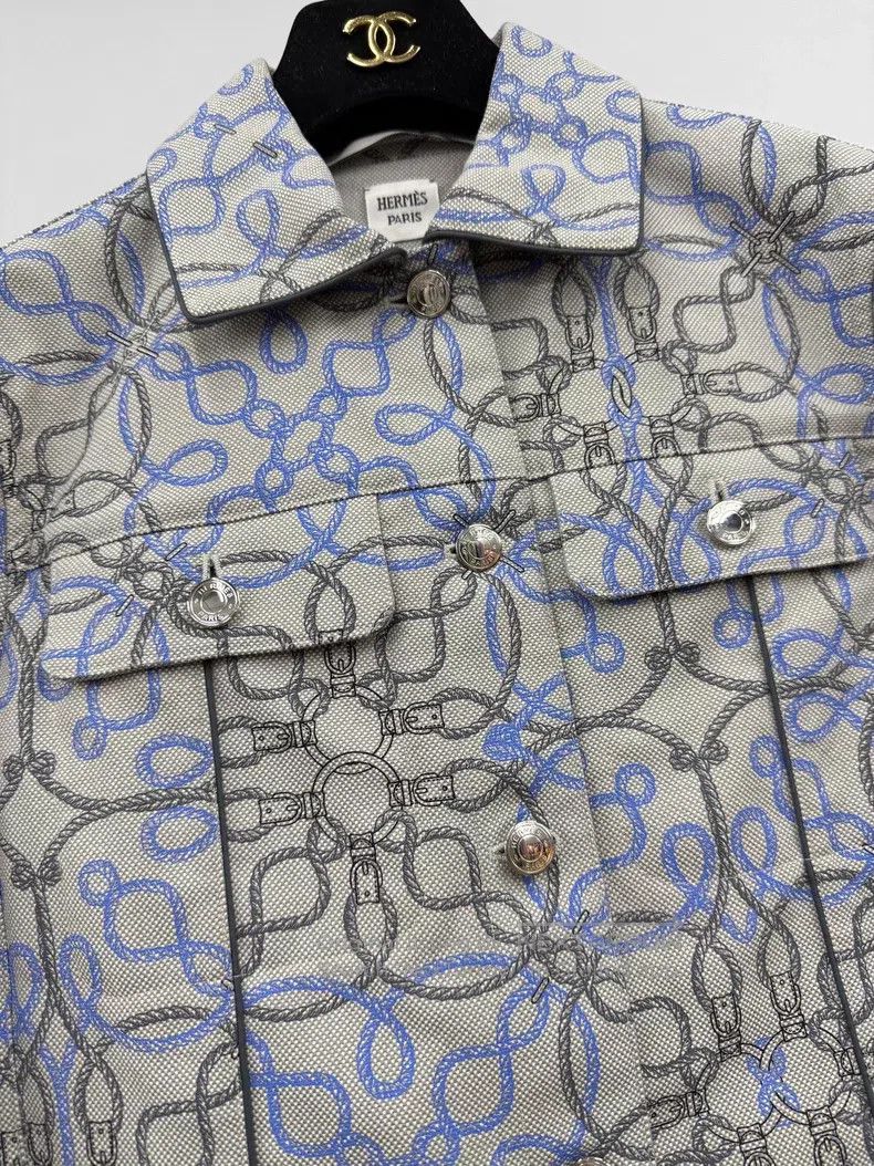 Hermes Hermes Grey Printed Denim Jacket Size XS / US 0-2 / IT 36-38 - 2 Thumbnail