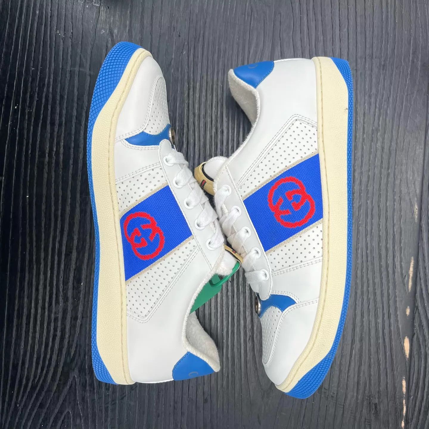 Gucci Gucci Distressed Sneakers Women's 6 White Blue 99 New Size US 6 / IT 36 - 3 Thumbnail