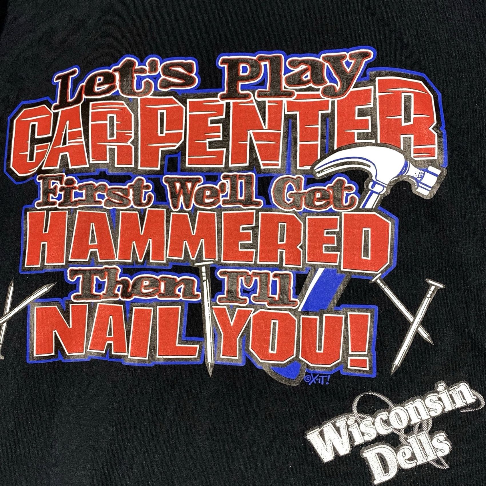 Gildan VINTAGE Wisconsin Dells Lets Play Carpenter T Shirt 2XL Black Naughty Lets Play Carpenter Mens T-Shirt Size US XXL / EU 58 / 5 - 4 Thumbnail