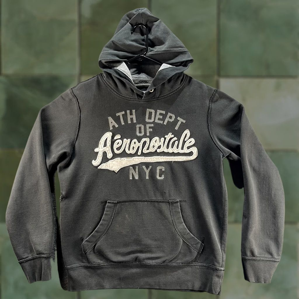 Vintage VINTAGE Aeropostale Hoodie Mens M Charcoal Pullover Hooded Graphic Print NYC 87 Thrashed Distressed Size US M / EU 48-50 / 2 - 1 Thumbnail