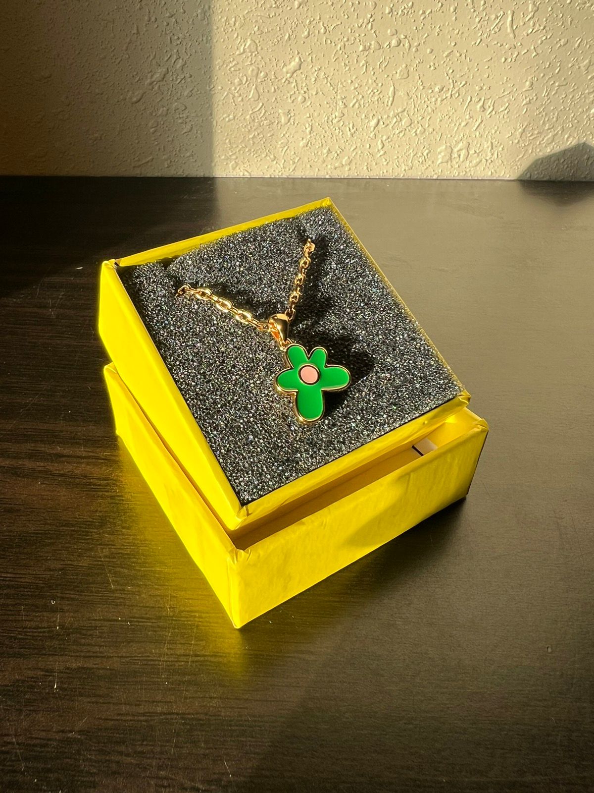Pre-owned Golf Le Fleur X Golf Wang Golf Le Fleur Kelly Green Flower Necklace In Gold