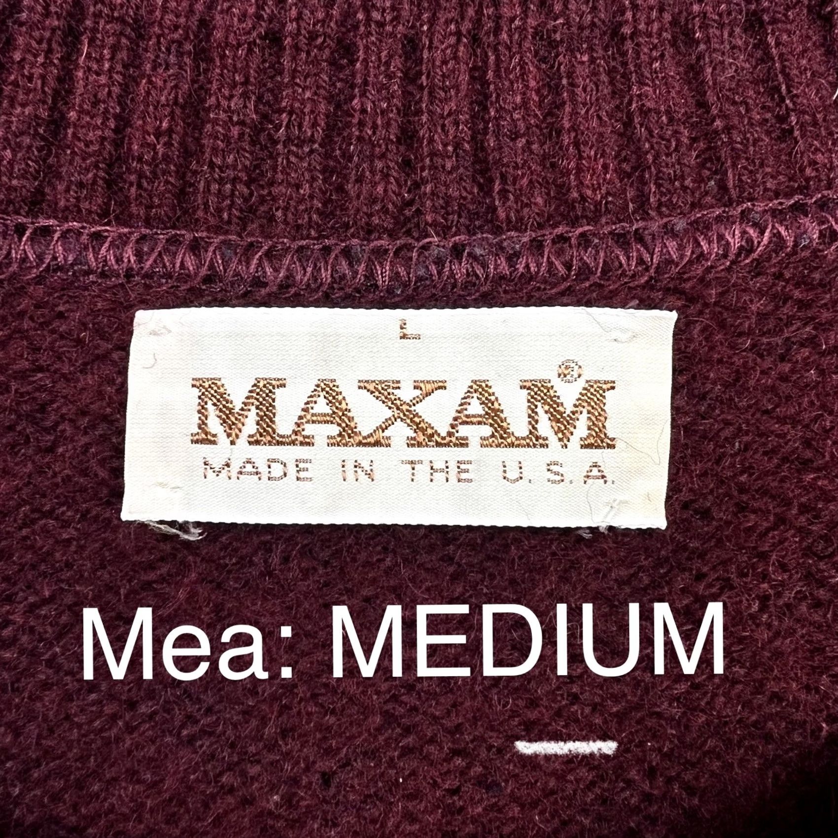 Vintage VINTAGE Maxam Sweater Shirt Mens Medium Red Burgundy 80s 90s Knit Wool Acrylic Crew Neck Long Sleeve Pullover Size US M / EU 48-50 / 2 - 2 Thumbnail