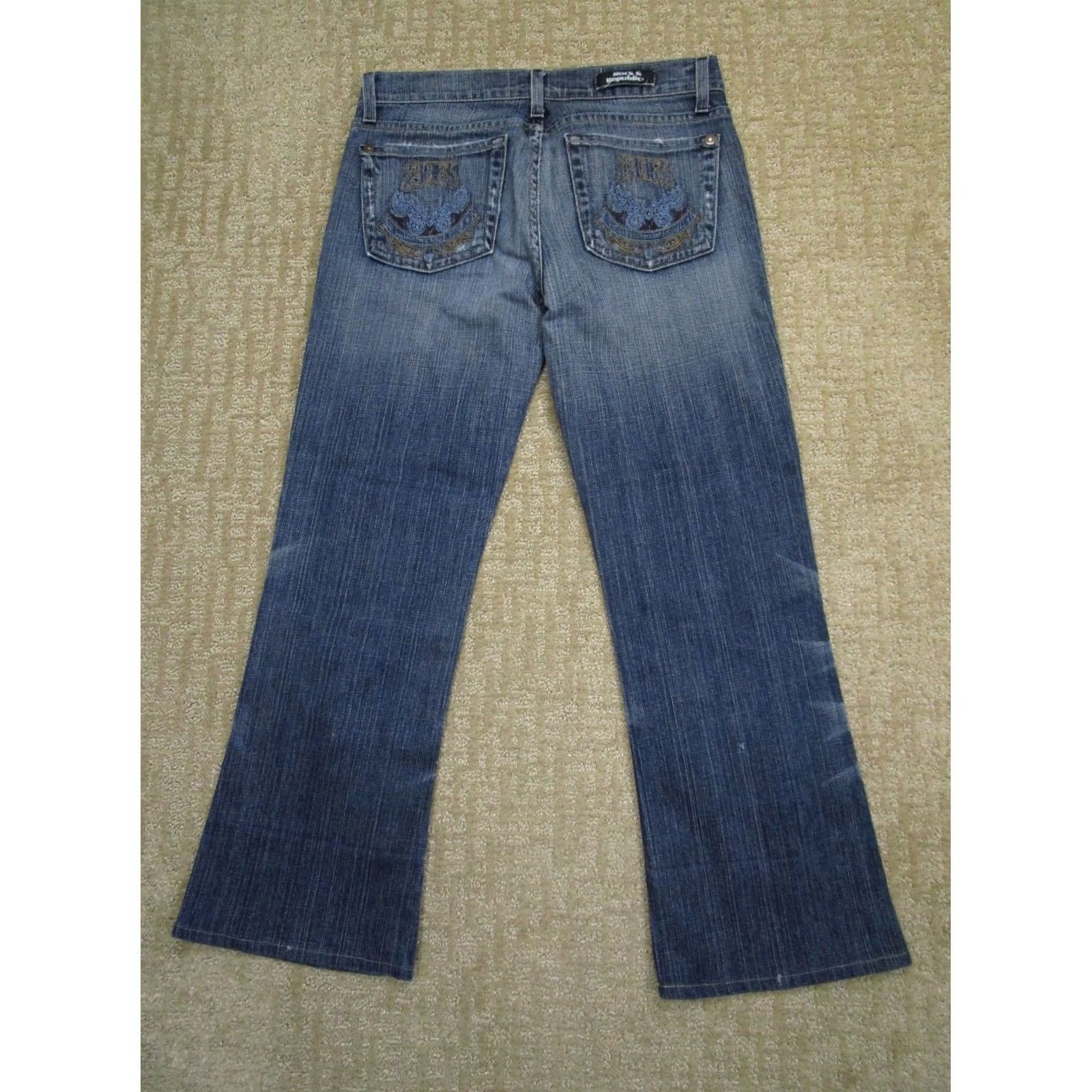 Vintage Rock & Republic Jeans Women 26P Blue Bootcut Low Rise Petite Denim 5-Pocket Logo Dark Wash Denim Jeans Womens Size 26" / US 2 / IT 38 - 3 Thumbnail