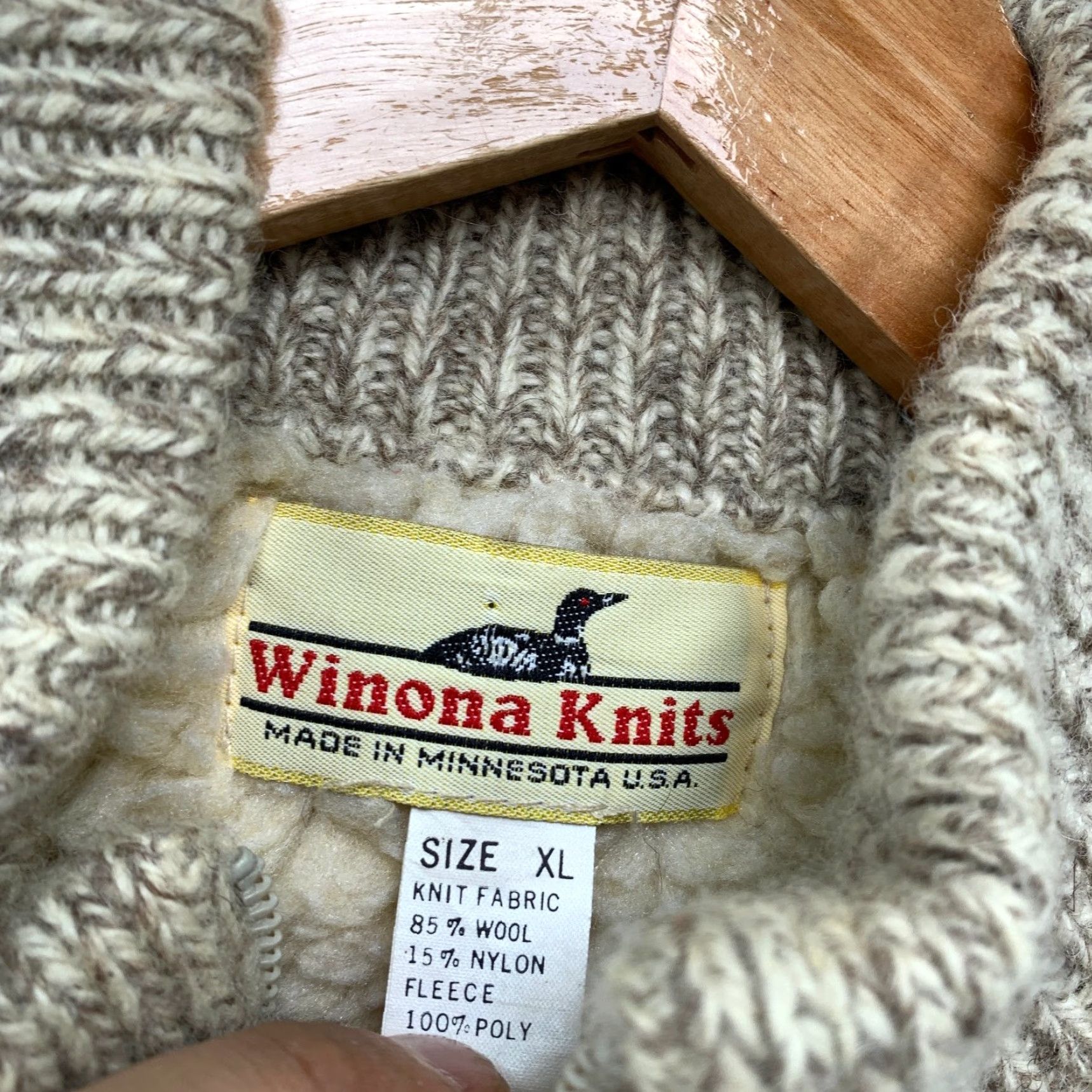 Vintage VINTAGE Winona Knits Wool Vest Mens XL Beige Sherpa Lined Sleeveless USA Size US XL / EU 56 / 4 - 3 Thumbnail