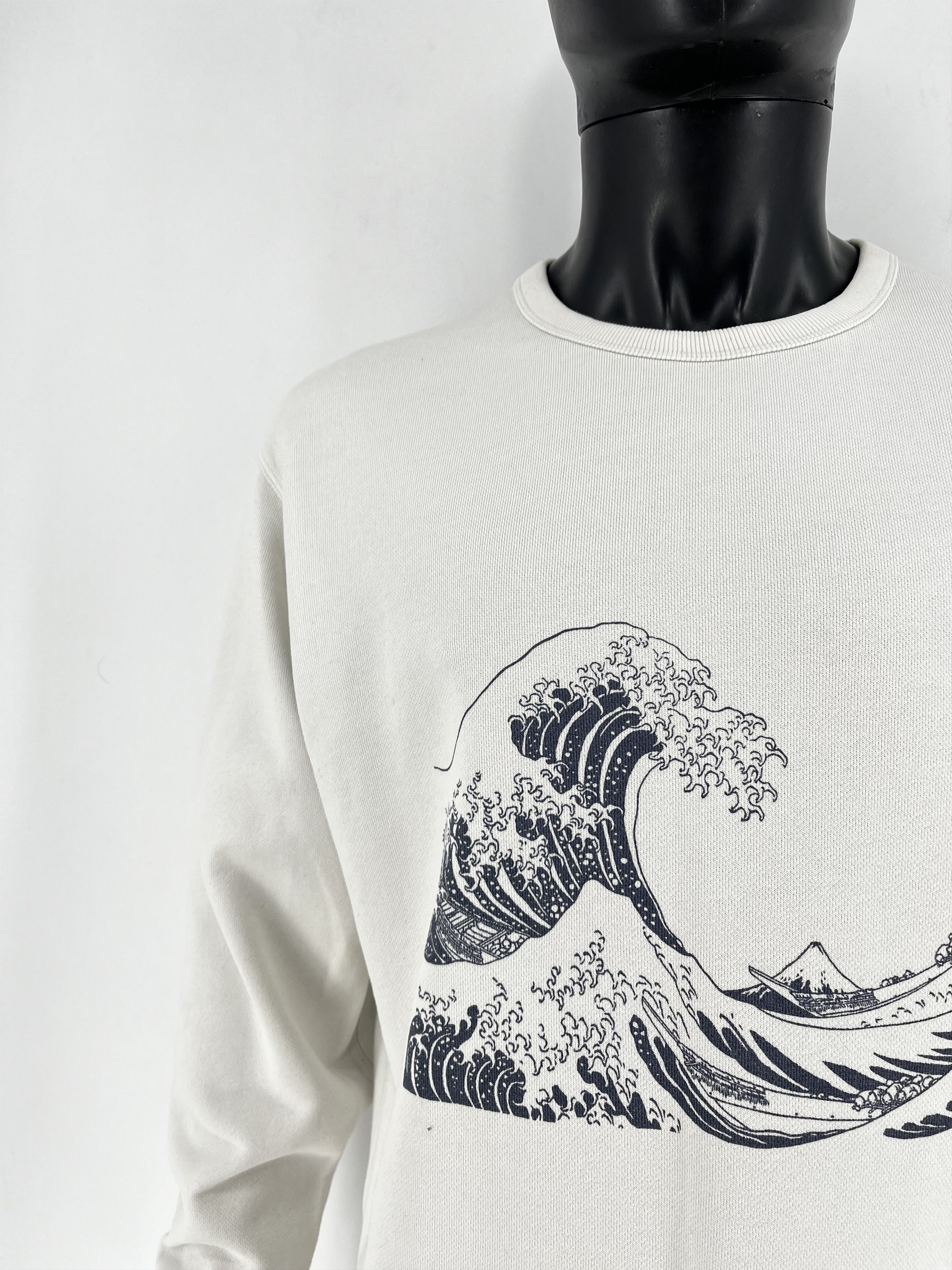 Uniqlo × Vintage Uniqlo Hokusai Blue Kanagawa Wave Graphic Crewneck Sweat Size US L / EU 52-54 / 3 - 6 Thumbnail