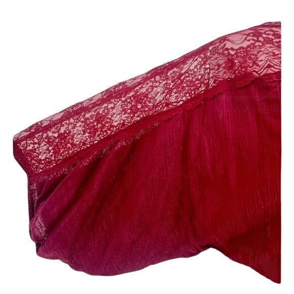 Free People VTG Free People Dark Cherry Lace Trim Crepe Top | Boho Dark Size S / US 4 / IT 40 - 4 Thumbnail