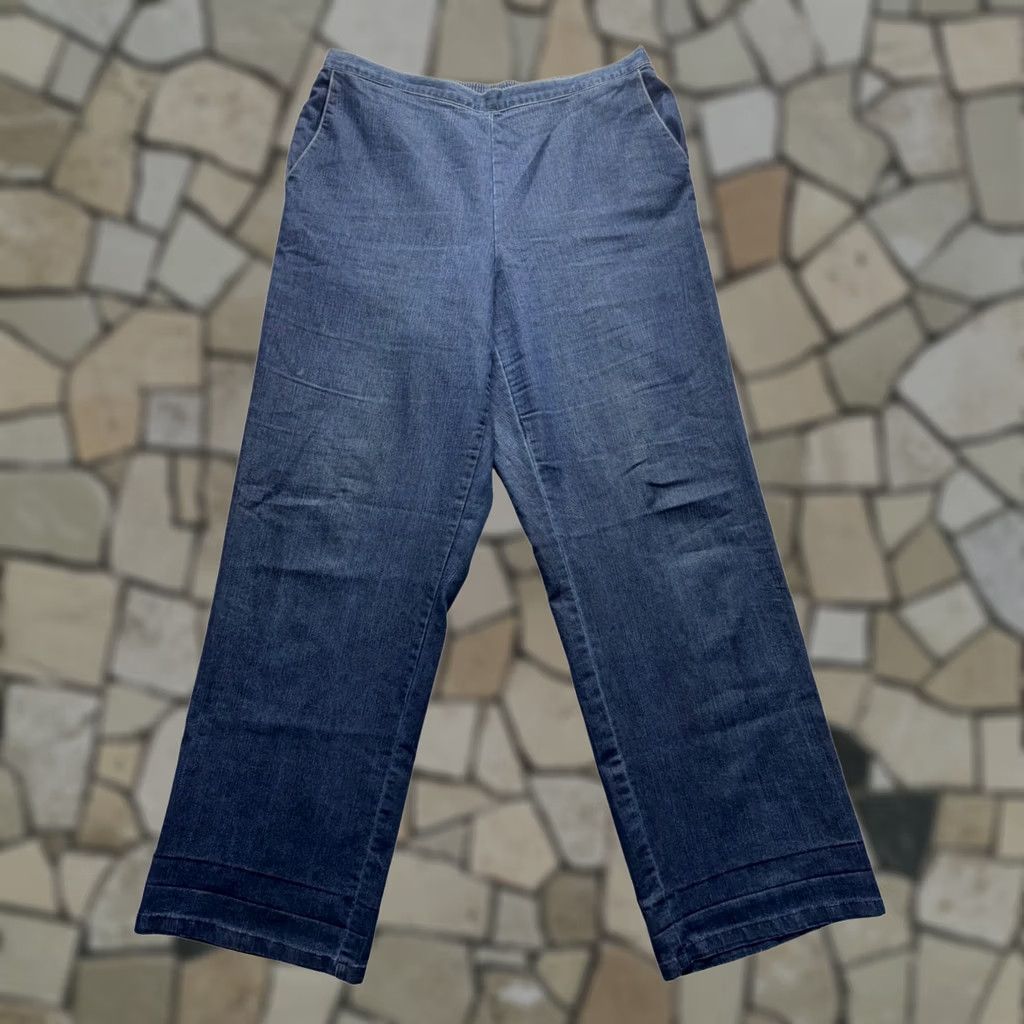 Vintage Alfred Dunner Denim Pants Wide Leg Pull-On Cotton Blend 14 Womens Dress Pants Blue Denim Vintage No (adjusted) Size 36" / US 14 / IT 50 - 1 Thumbnail